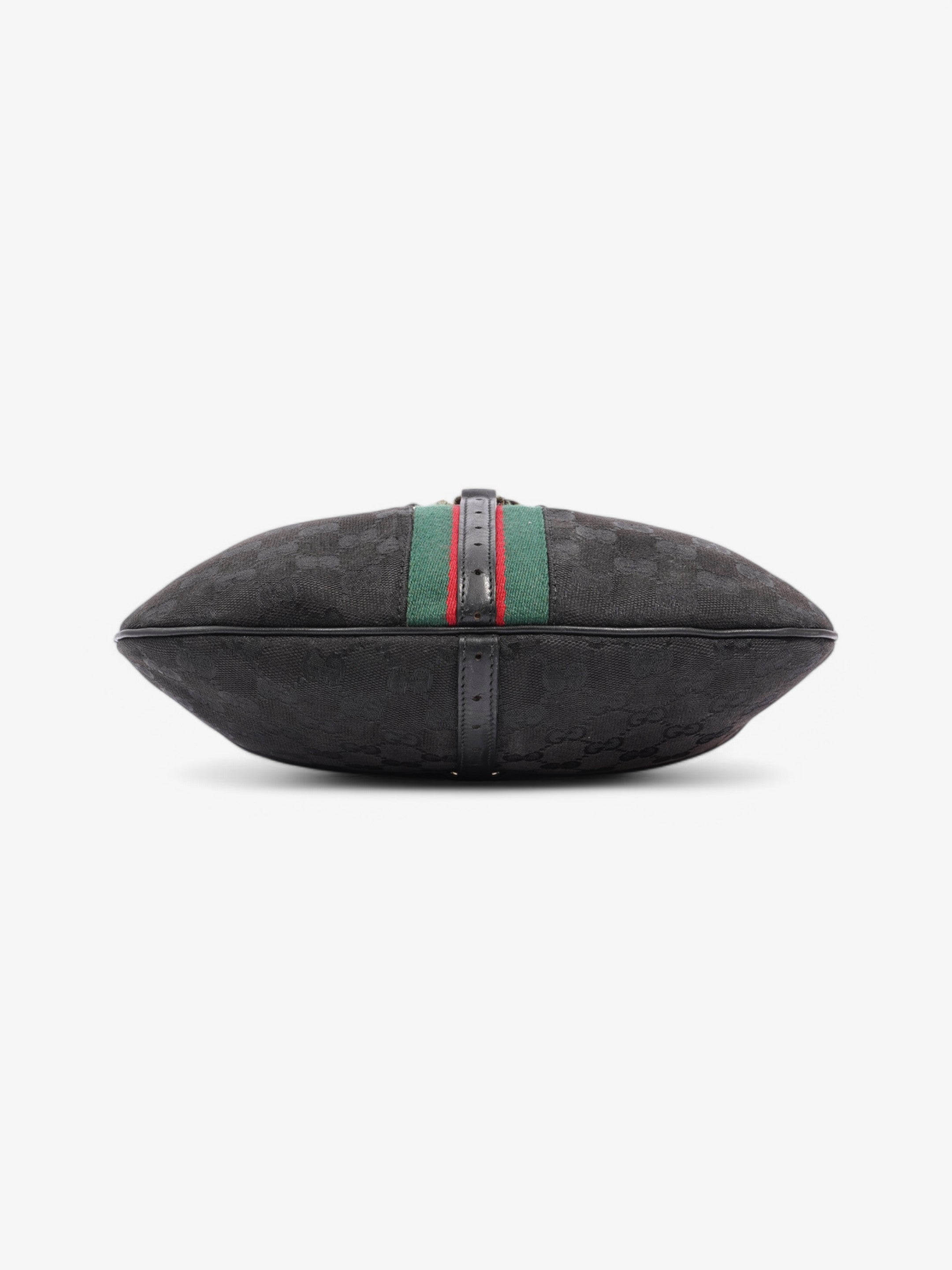 Gucci Jackie 1961 GG Shoulder Bag Black / Red / Green Canvas