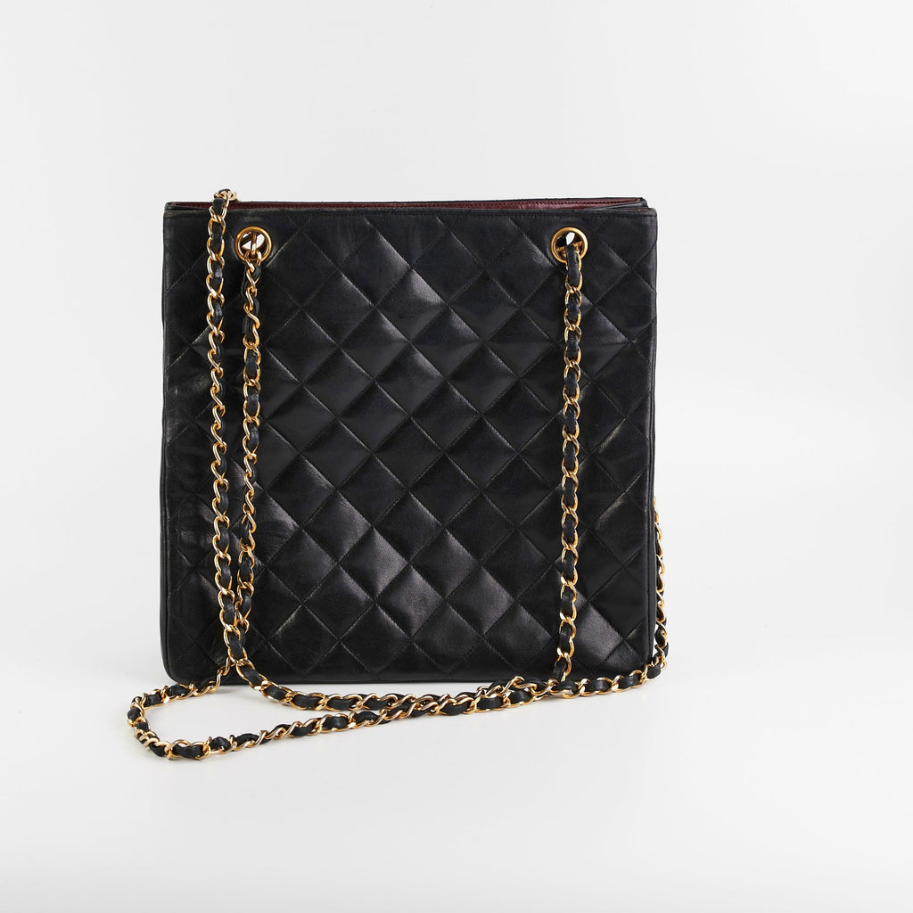 Chanel Vintage CC Locket Chain Tote Bag Black