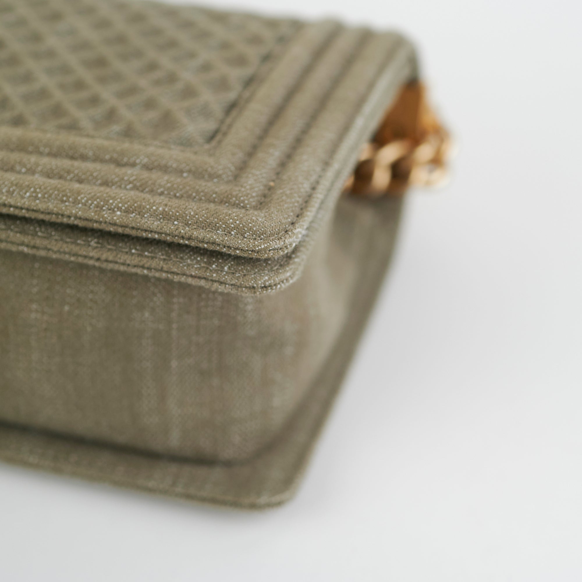 Chanel Old Medium Boy Denim Olive Shoulder Bag