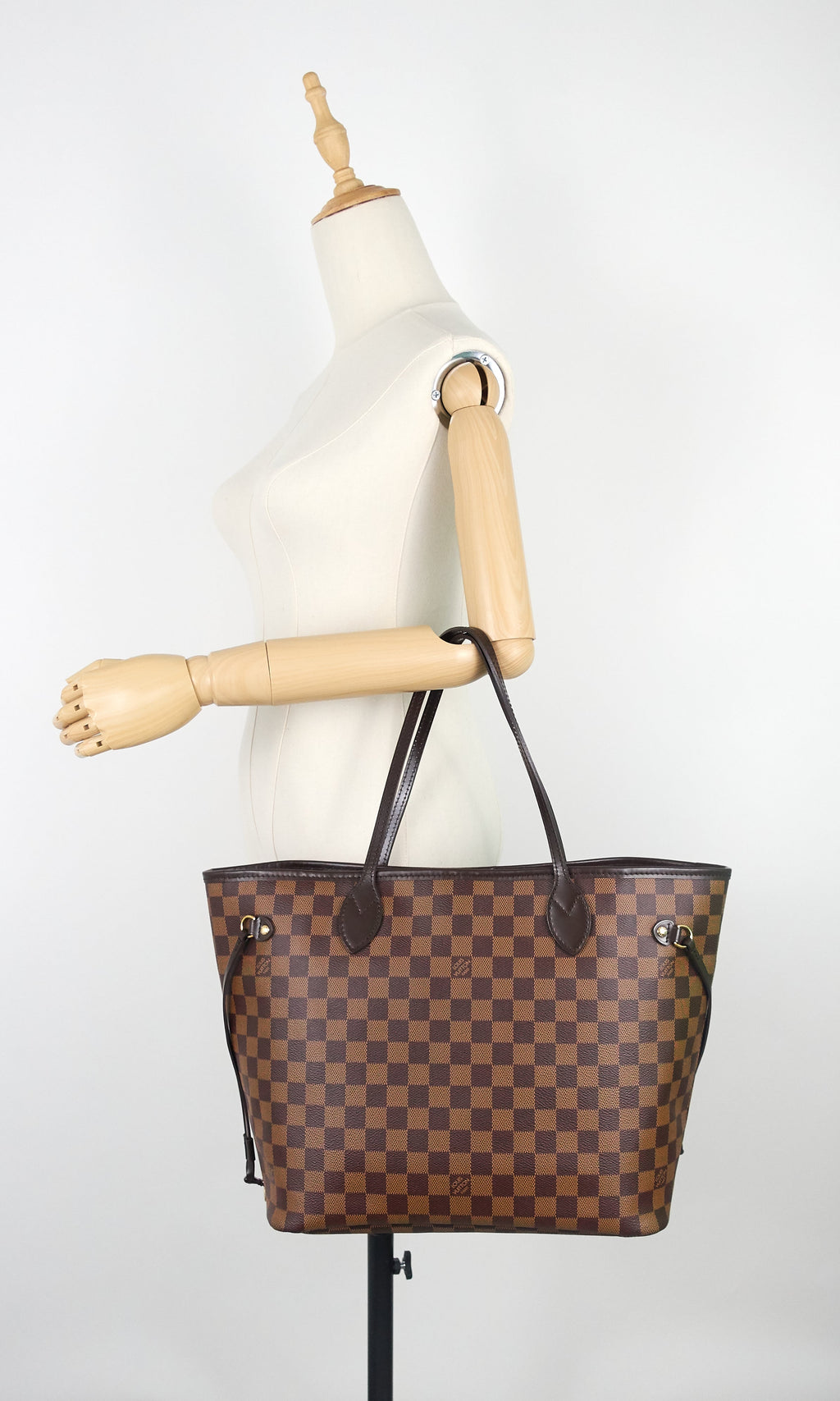 Louis Vuitto Neverfull MM with Pouch Damier Ebene Canvas Tote Bag