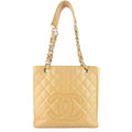 Chanel Petite Shopping Tote Quilted Caviar Leather Bag