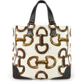 Gucci Bamboo Horsebit Print Canvas Tote Bag