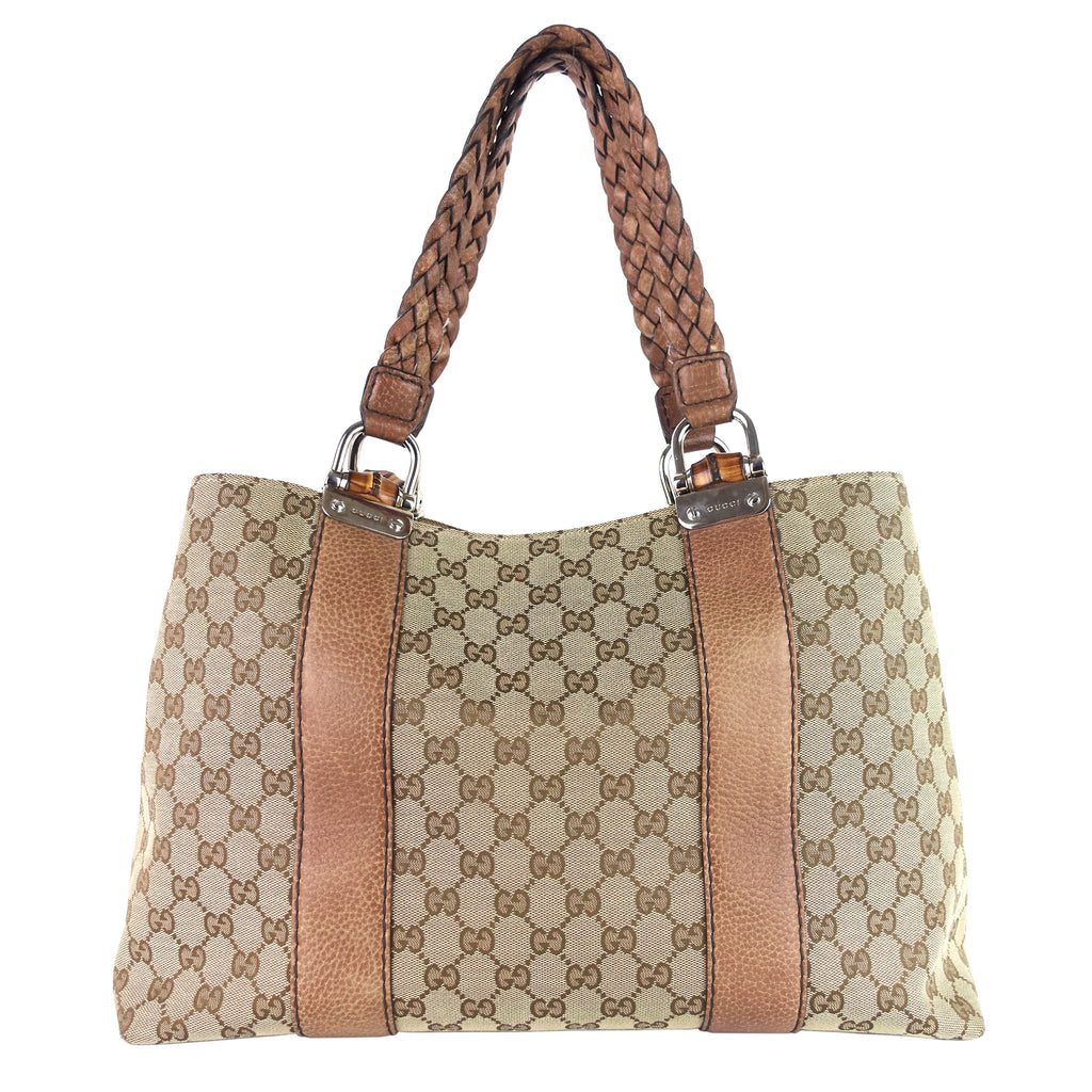 Gucci Libeccio Bamboo Bar Medium Canvas Tote Bag