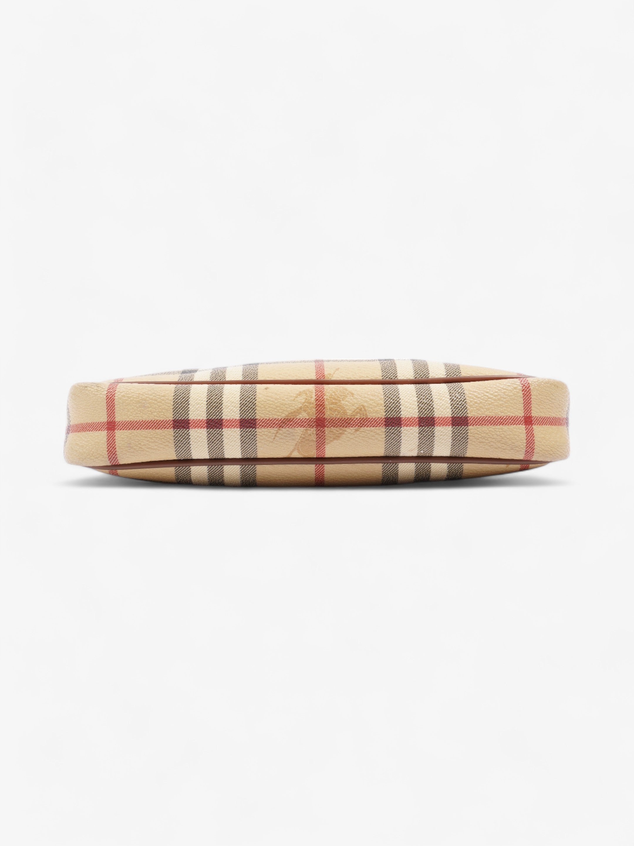 Burberry Classic Zip Shoulder Haymarket Check / Brown Leather Coated Canvas