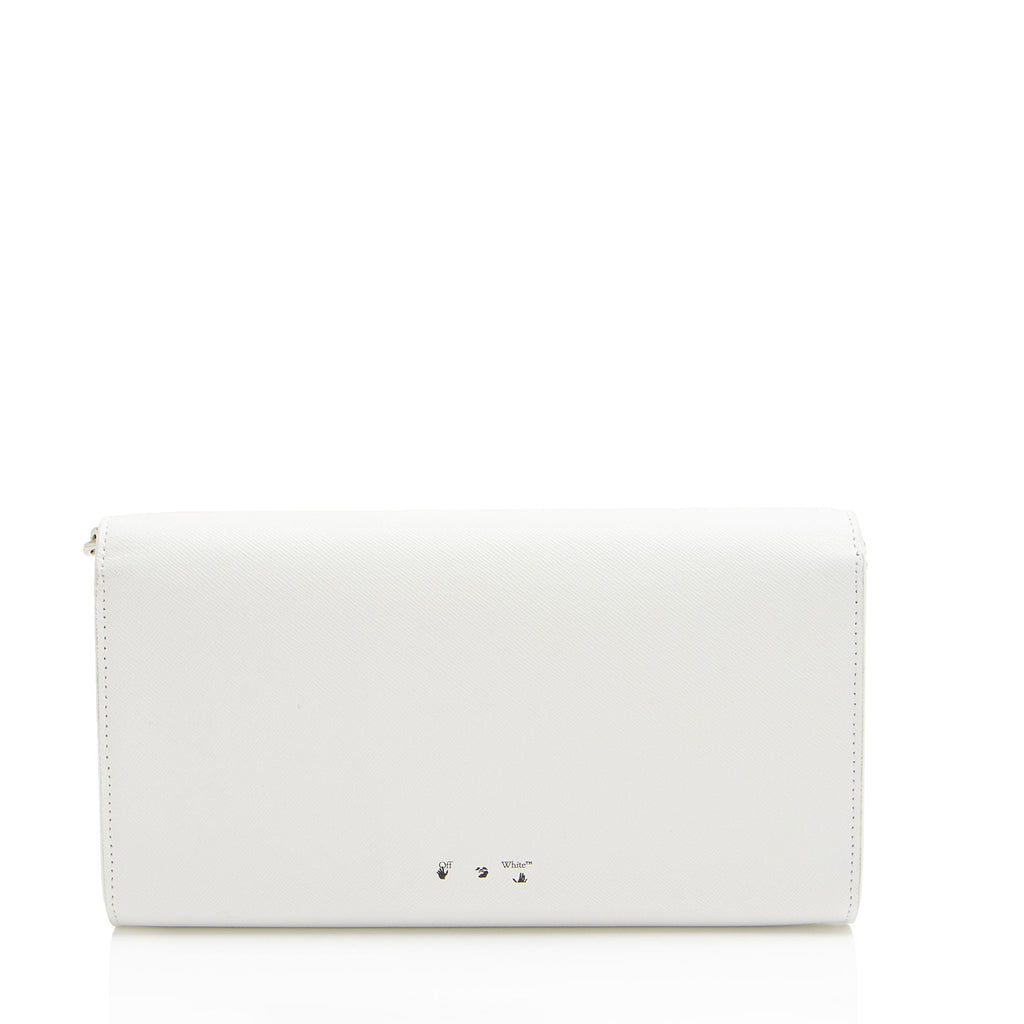 Off-White Leather Diag Binder Clip Wallet on Chain
