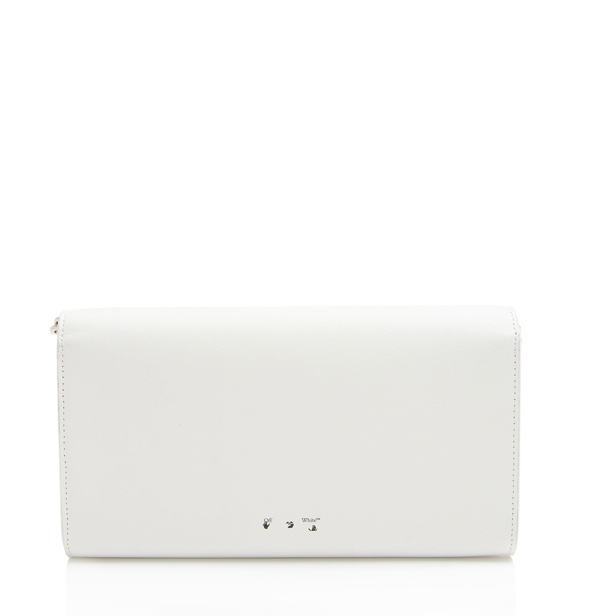 Off-White Leather Diag Binder Clip Wallet on Chain
