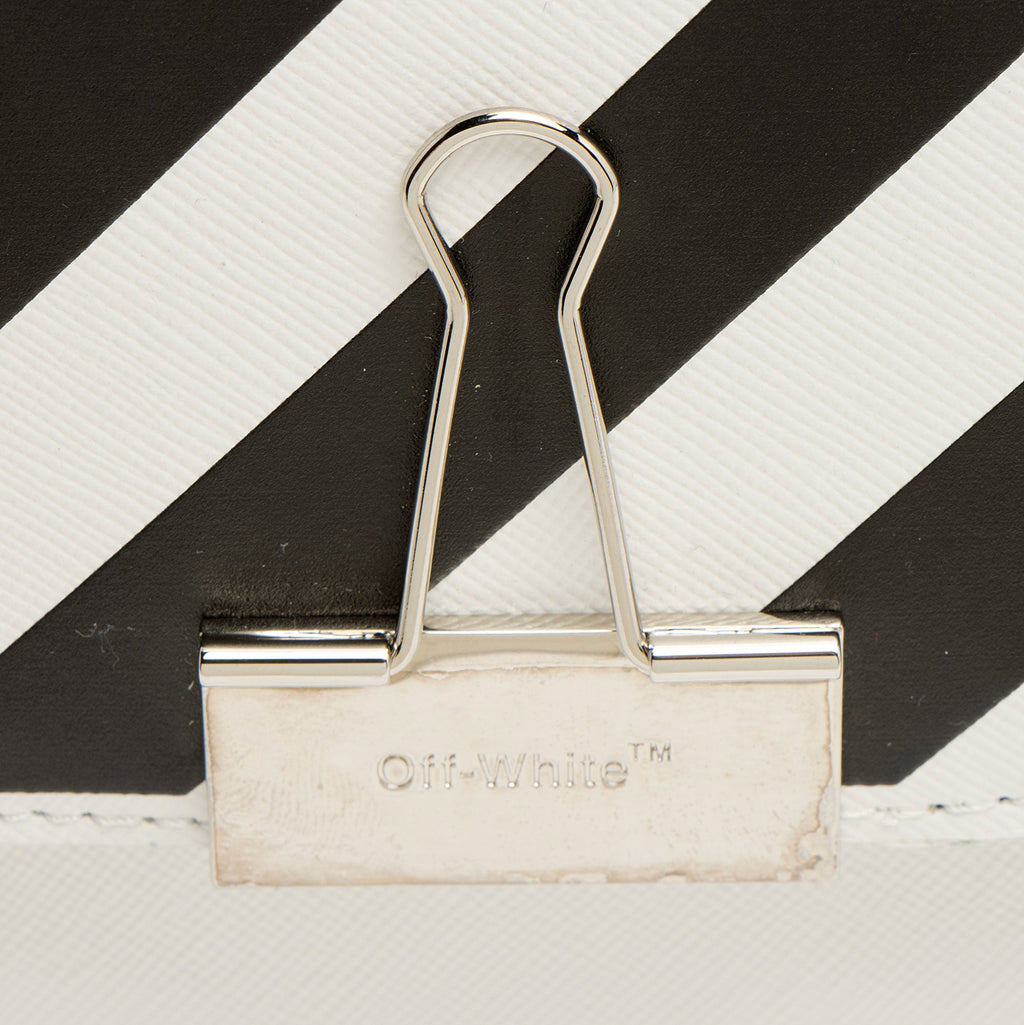 Off-White Leather Diag Binder Clip Wallet on Chain