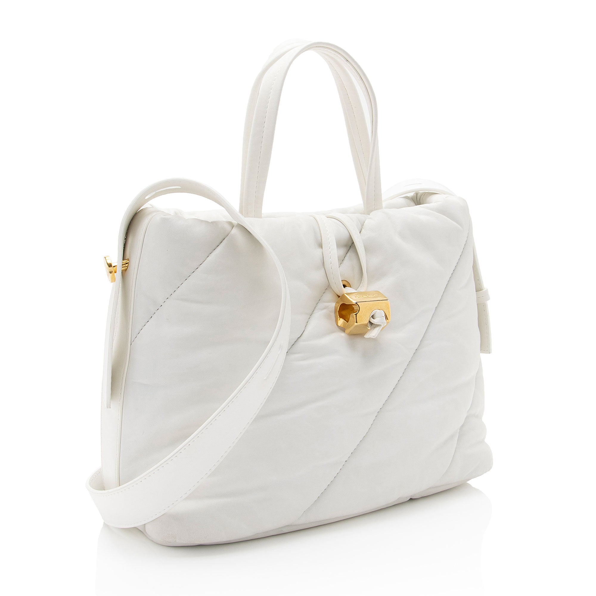 Off-White Leather Nailed Zipped Tote