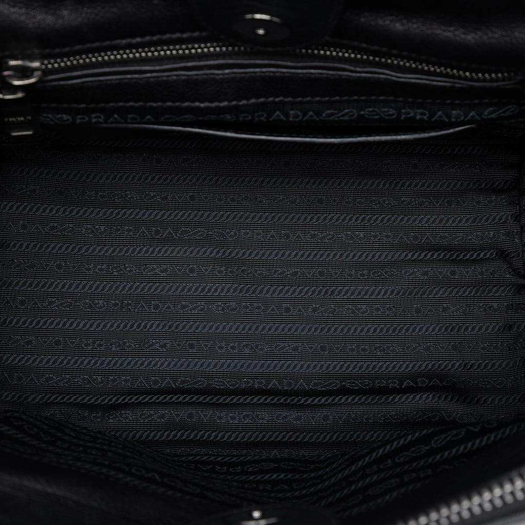 Prada Bicolor Glace Calf Twin Pocket Double Handle Satchel