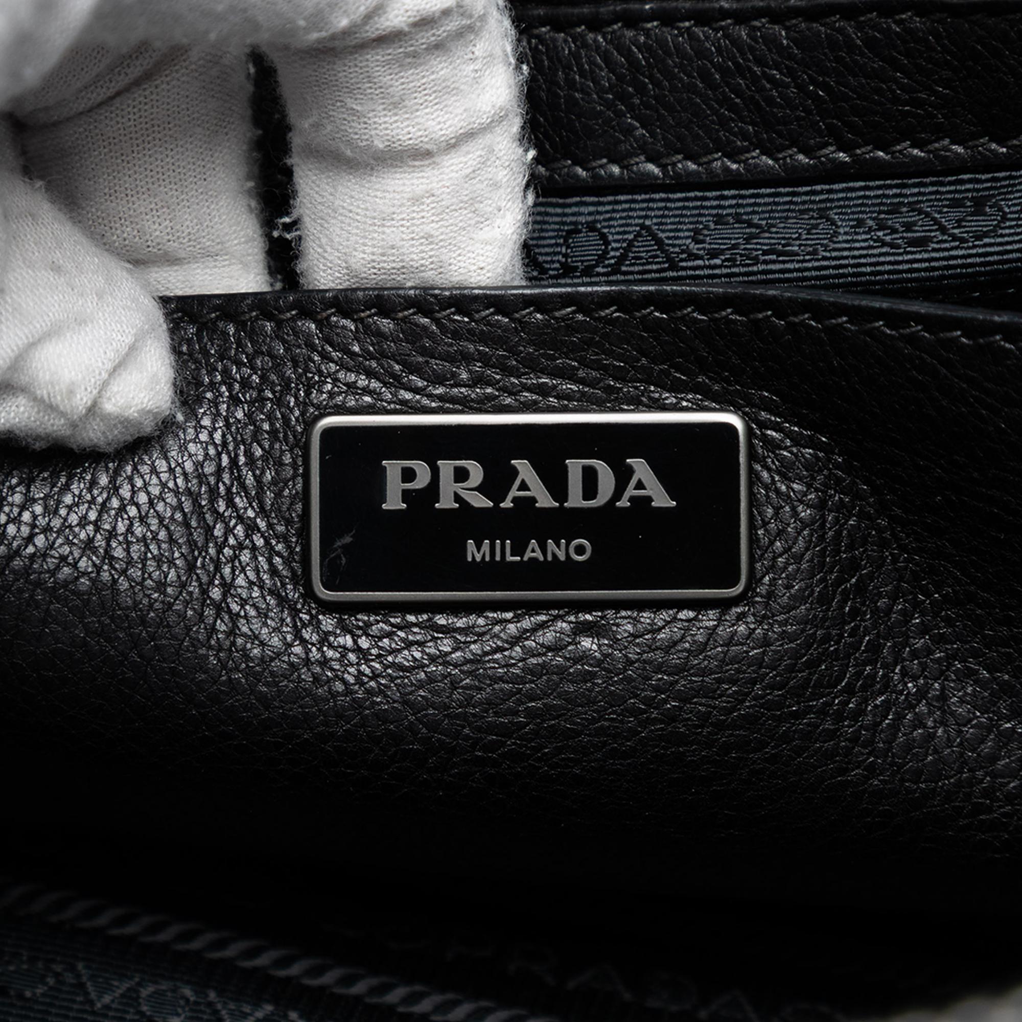 Prada Bicolor Glace Calf Twin Pocket Double Handle Satchel