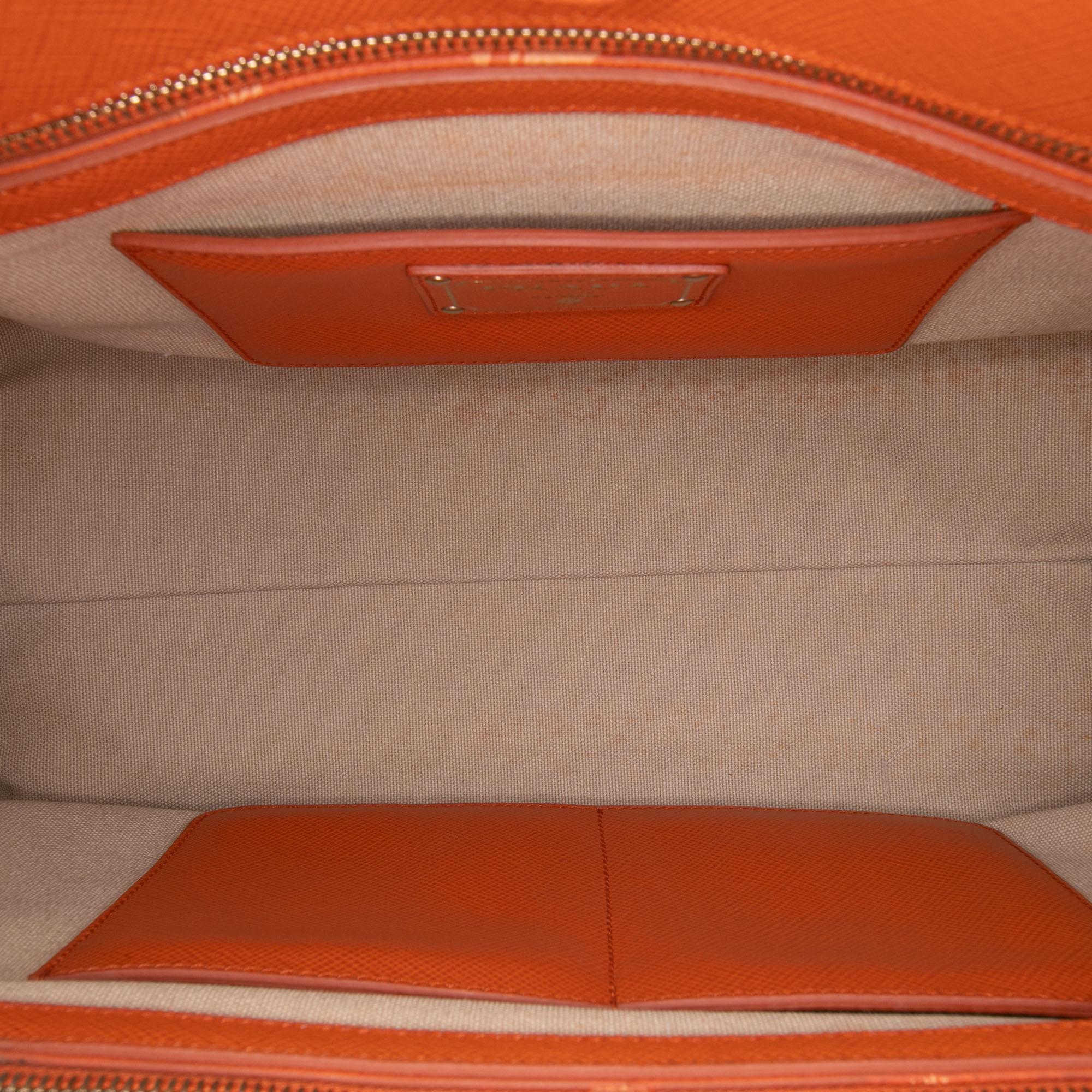 Prada Bicolor Saffiano Cuir Trimmed Canvas Satchel