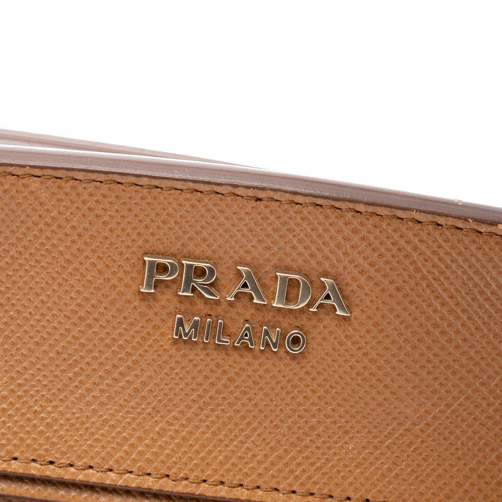 Prada Bicolor Saffiano Cuir Trimmed Leather Satchel