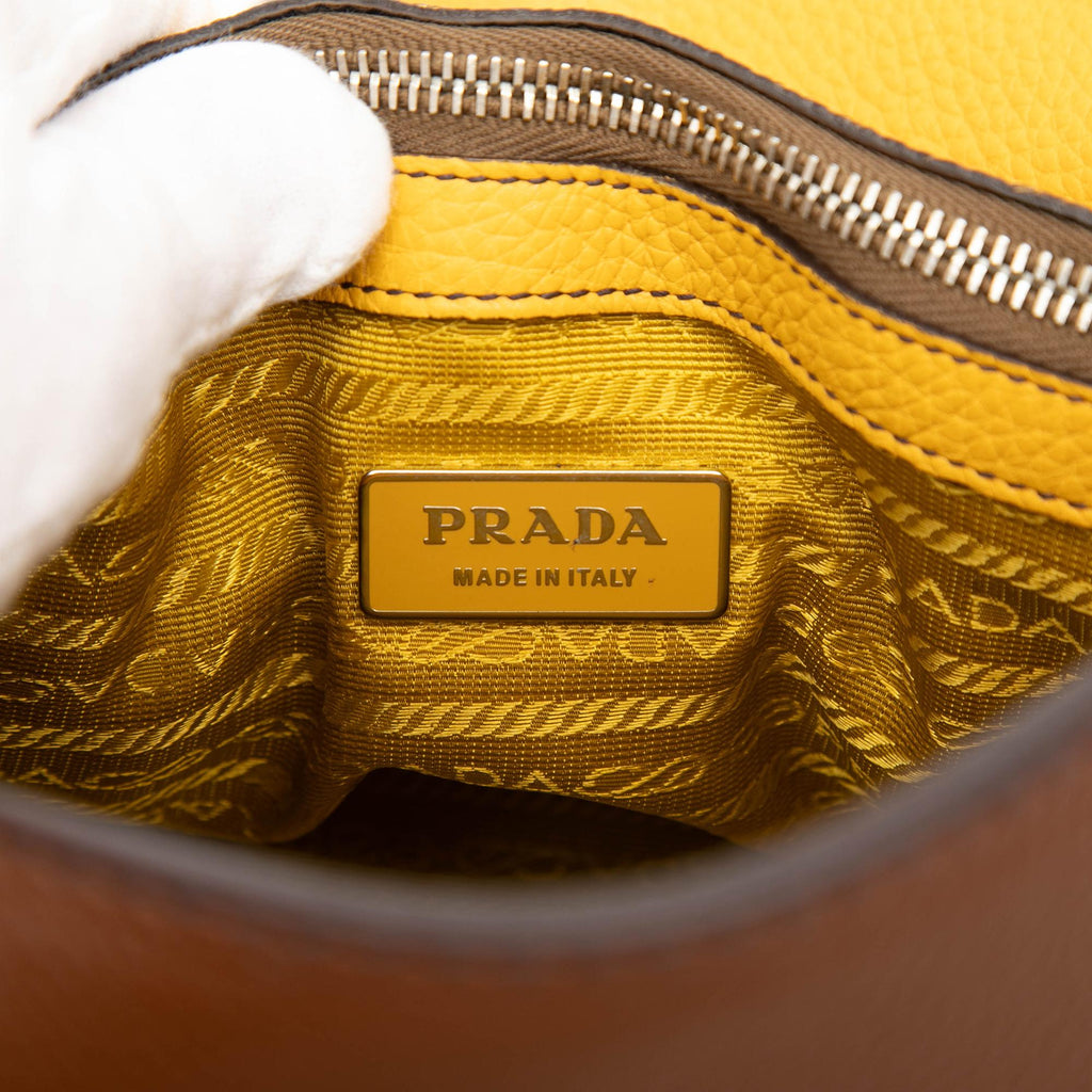 Prada Bicolor Vitello Daino Pushlock Flap Bag
