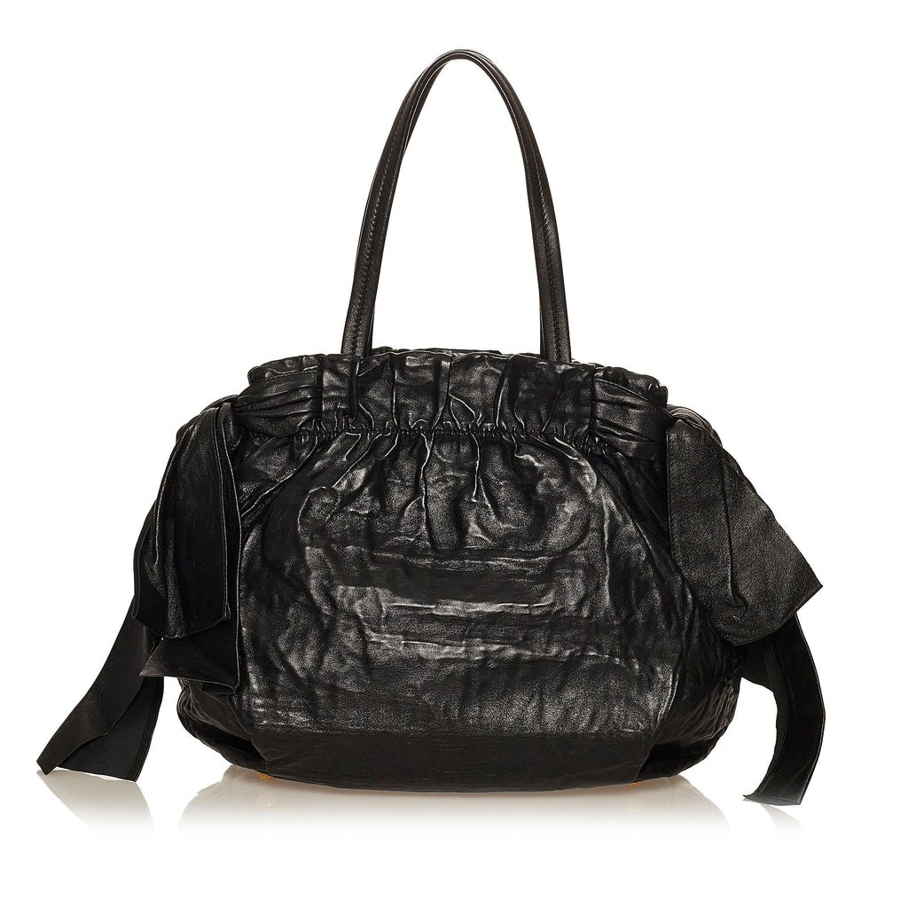 Prada Bow Lambskin Leather Shoulder Bag (SHG-29520)
