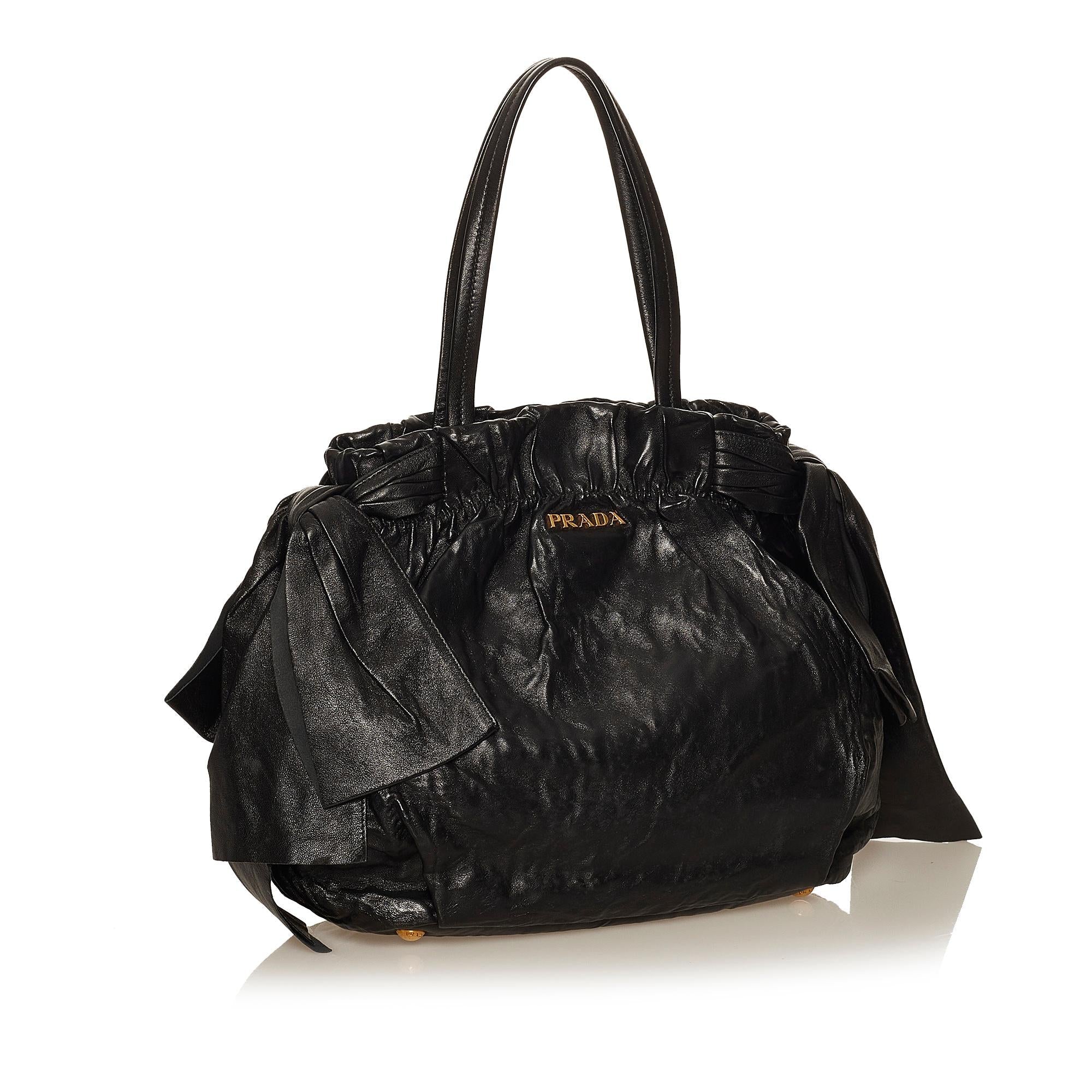 Prada Bow Lambskin Leather Shoulder Bag (SHG-29520)