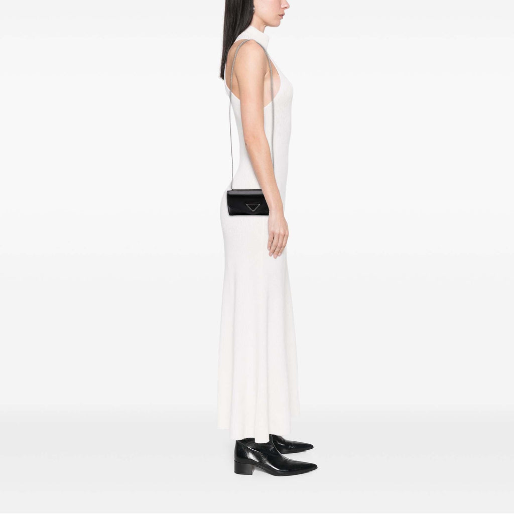 Prada Calfskin Envelope Clutch With Chain