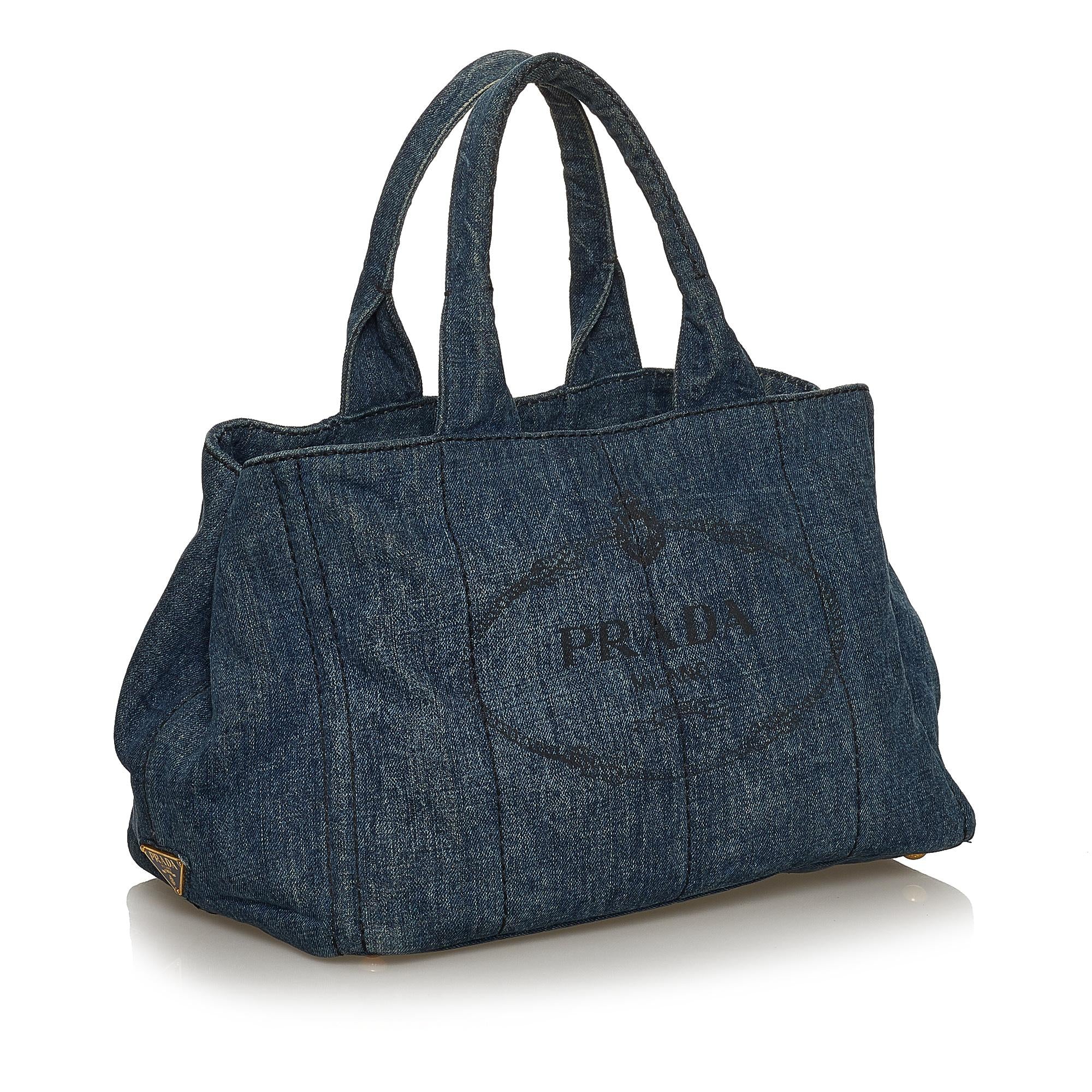 Prada Canapa Logo Denim Tote Bag (SHG-29654)
