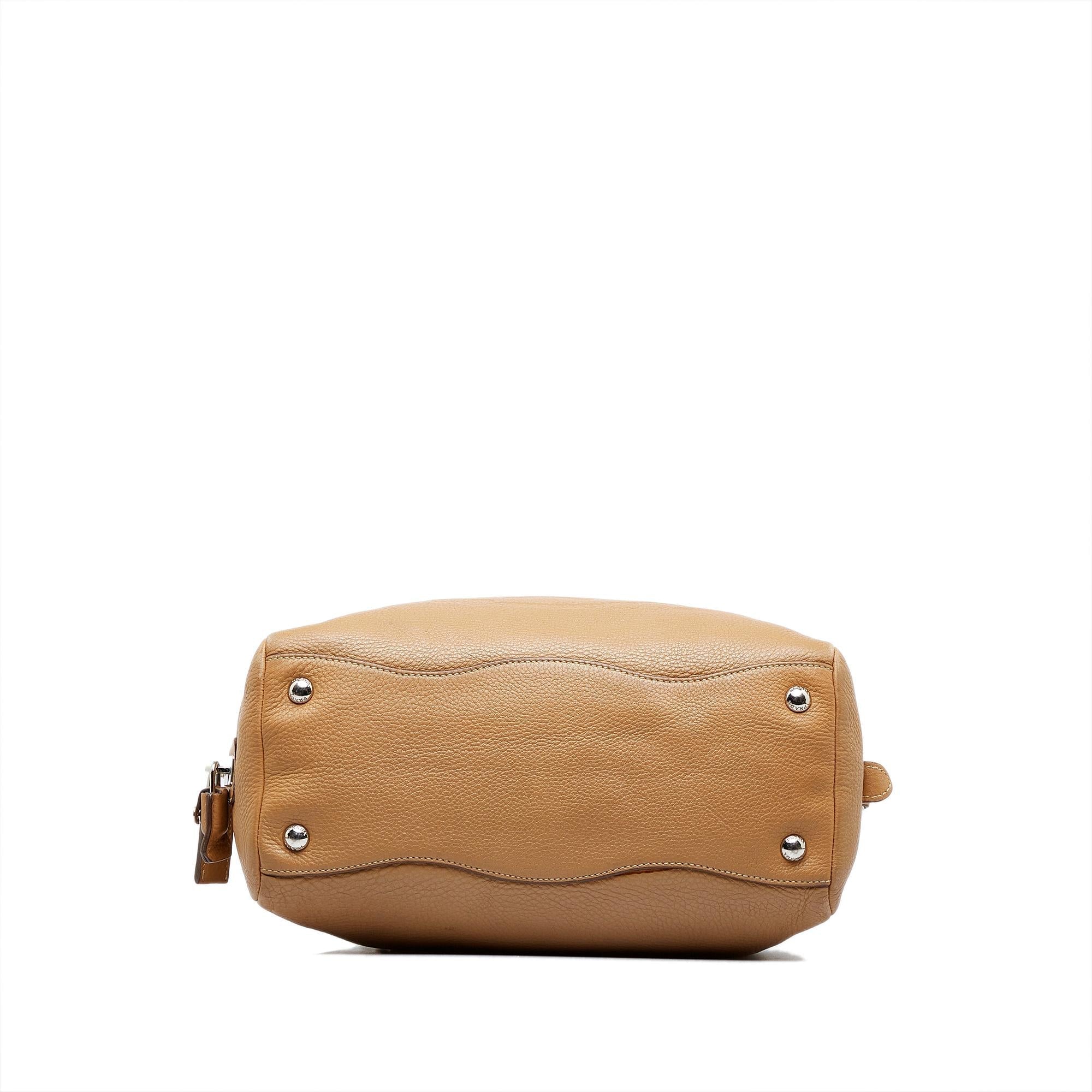 Prada Canapa Logo Vitello Daino Shoulder Bag (SHG-FKqHYc)