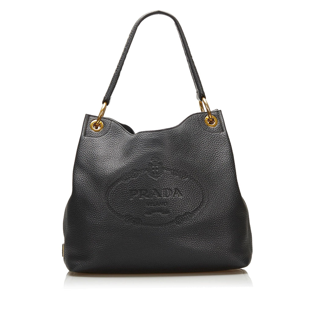 Prada Canapa Logo Vitello Phenix Shoulder Bag (SHG-35361)