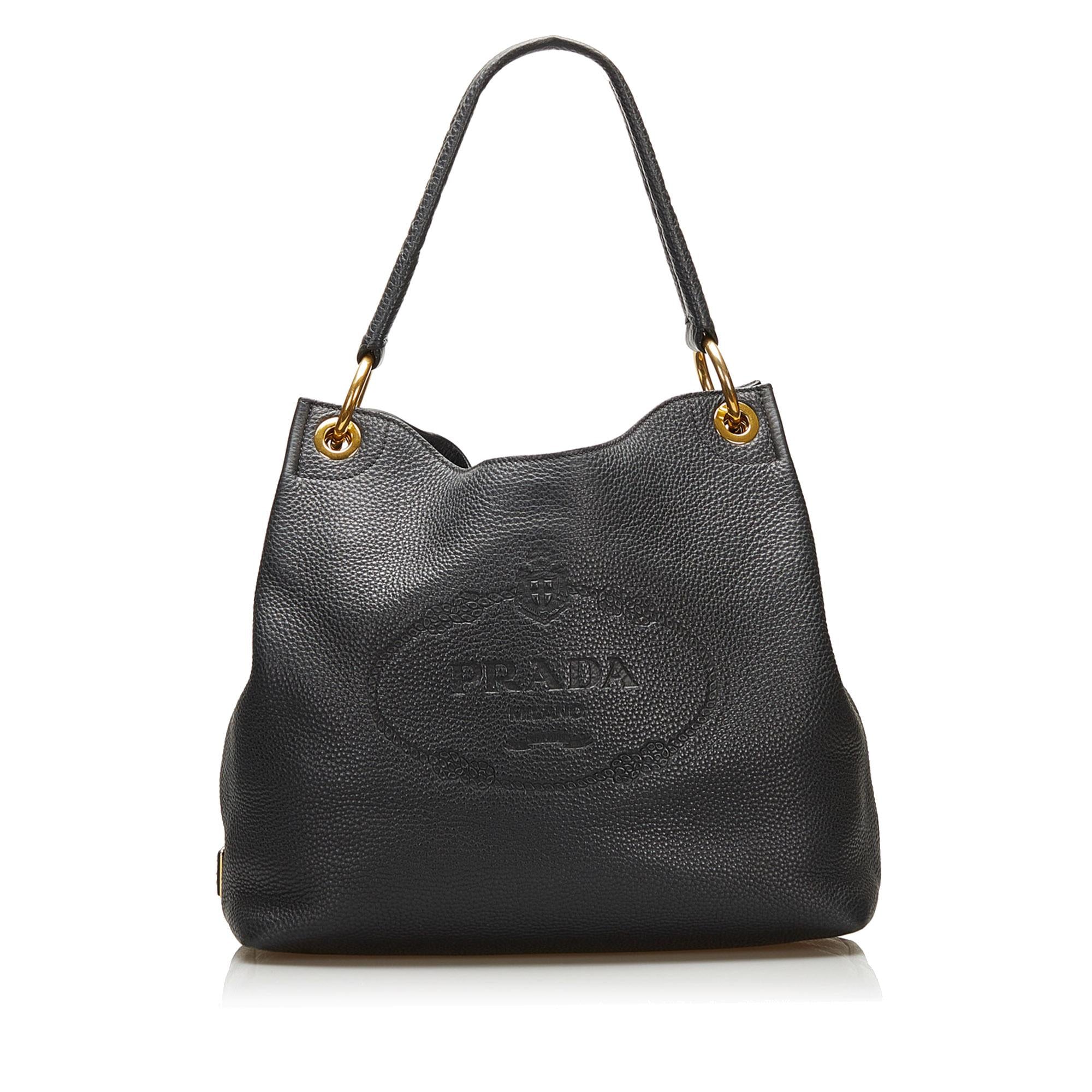 Prada Canapa Logo Vitello Phenix Shoulder Bag (SHG-35361)