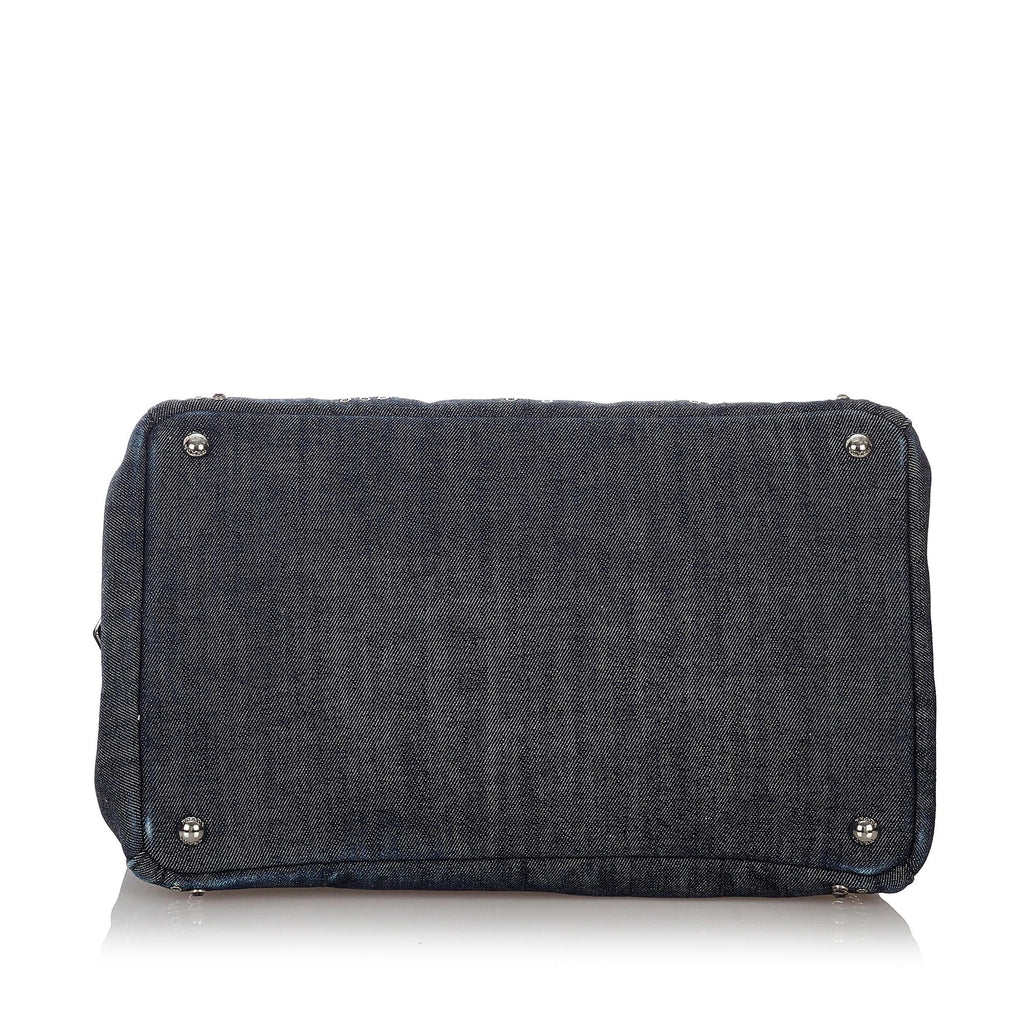 Prada Canapa Studded Denim Tote Bag (SHG-26862)