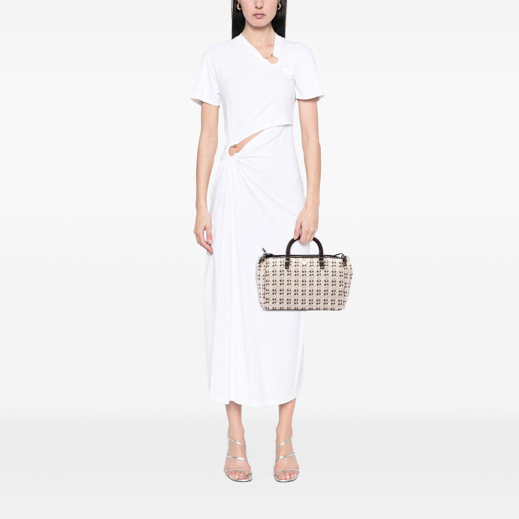 Prada Canvas Bow Cloquet Handle Bag