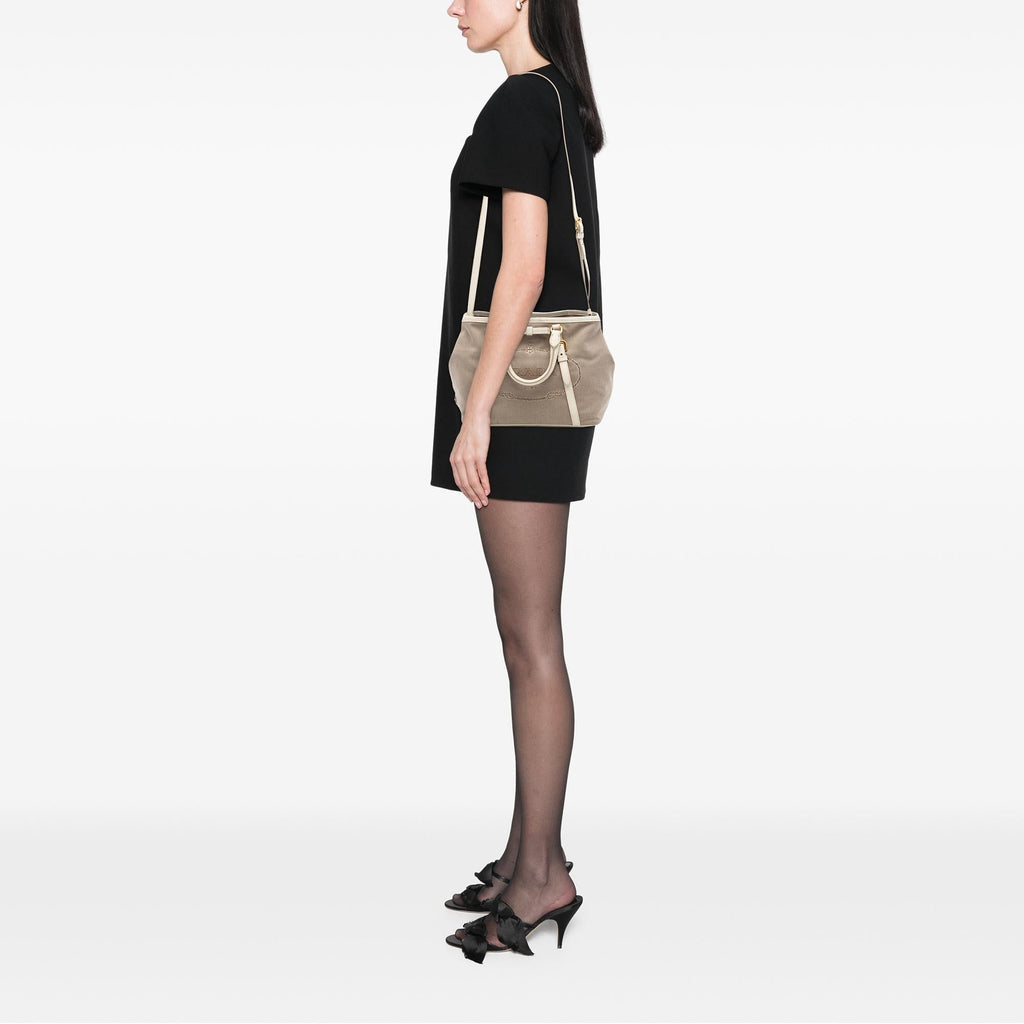 Prada Canvas Canapa Logo Bow Satchel