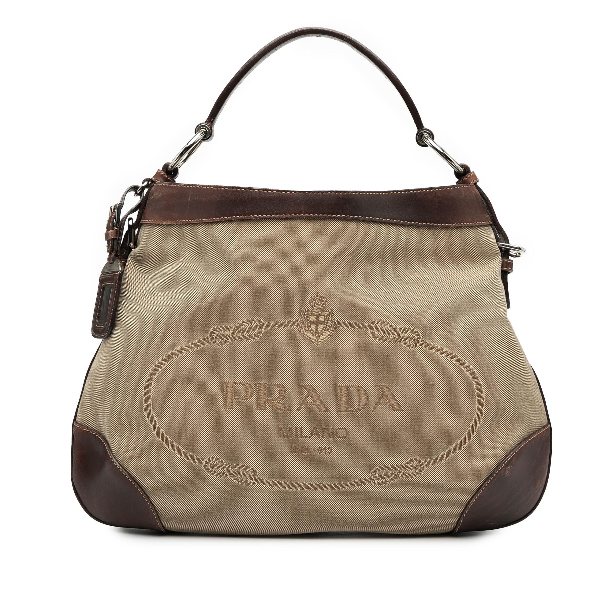 Prada Canvas Canapa Logo Hobo