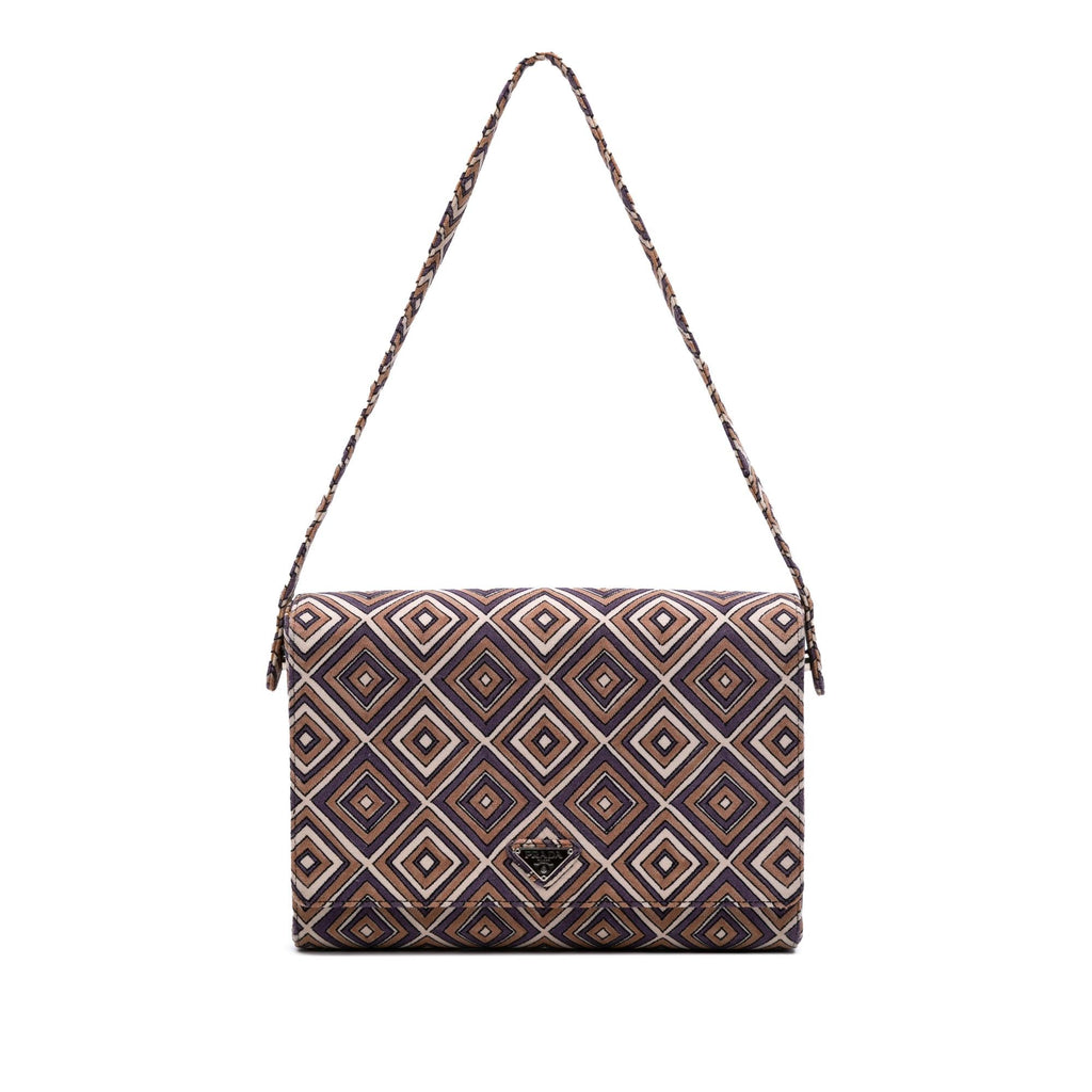 Prada Canvas Geometric Shoulder Bag
