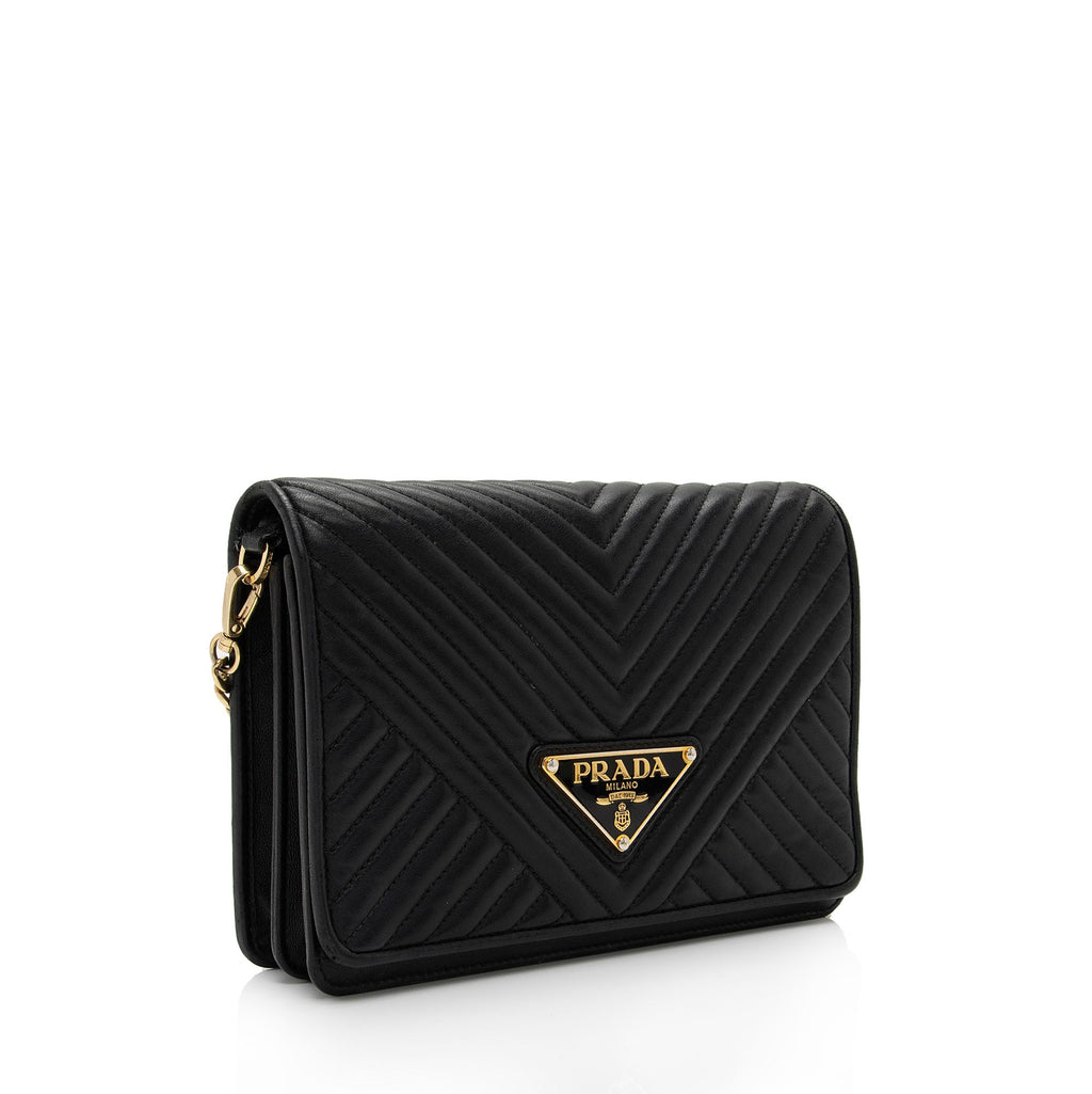 Prada Chevron Calfskin Diagramme Crossbody Bag (SHF-GpeaPx)