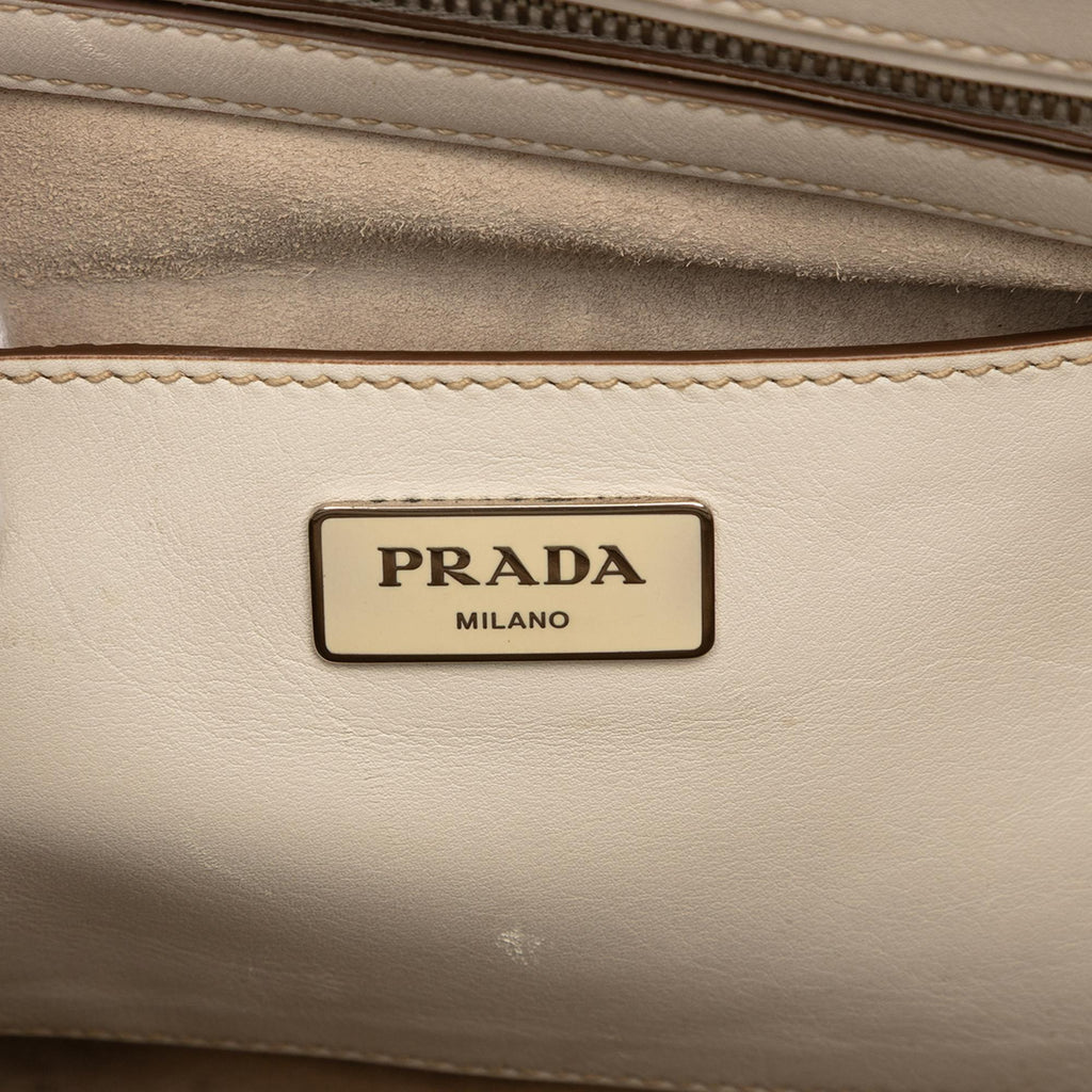 Prada City Calf Stitched Twin Pocket Satchel