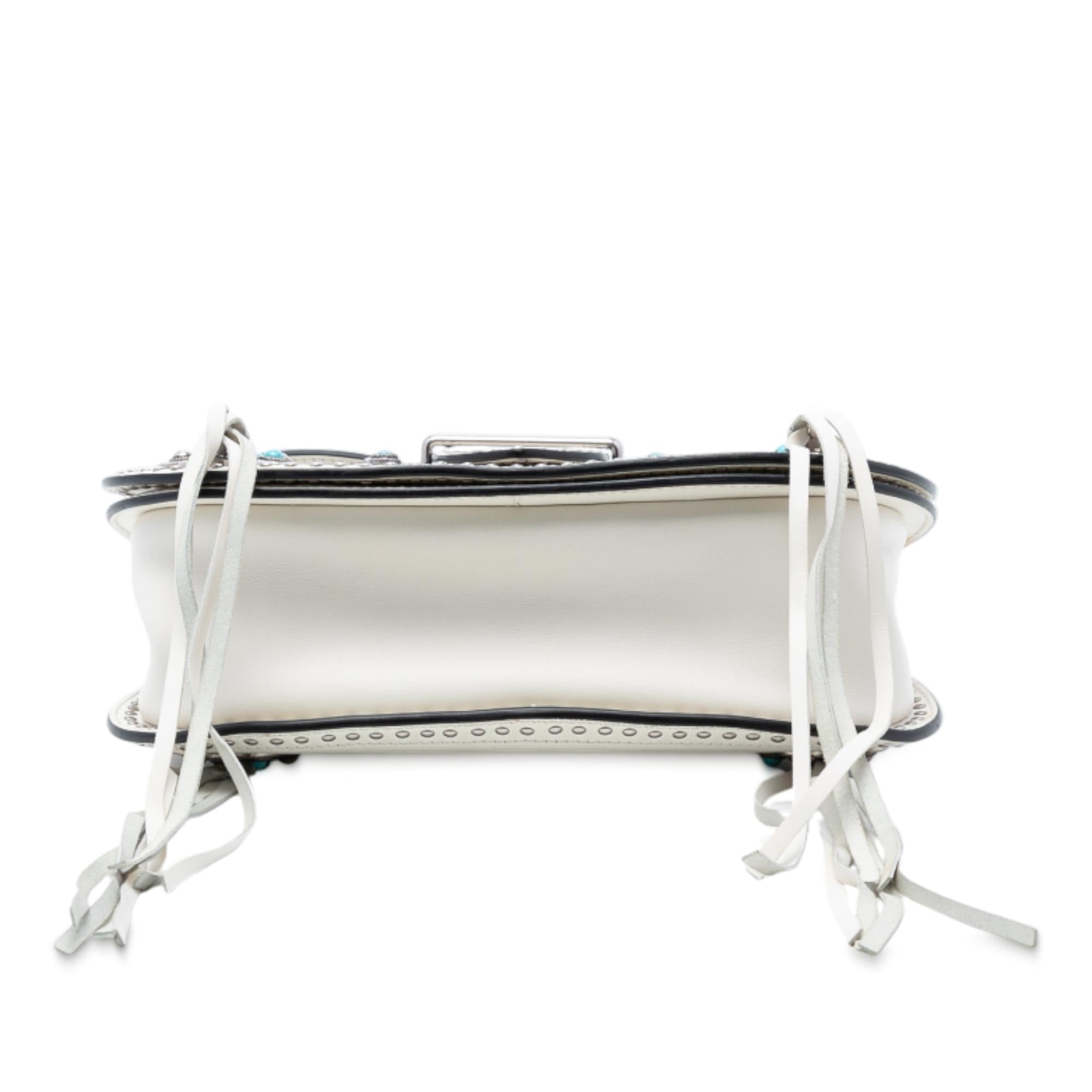 Prada City Calf Studded Folk Corsiere Satchel