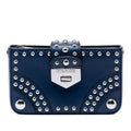 Prada City Calfskin Studded Elektra Turn Lock Clutch