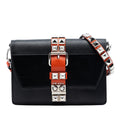 Prada City Calfskin and Saffiano Studded Elektra Crossbody