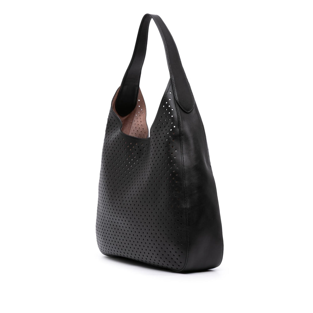 Prada City Fori Perforated Leather Hobo Bag
