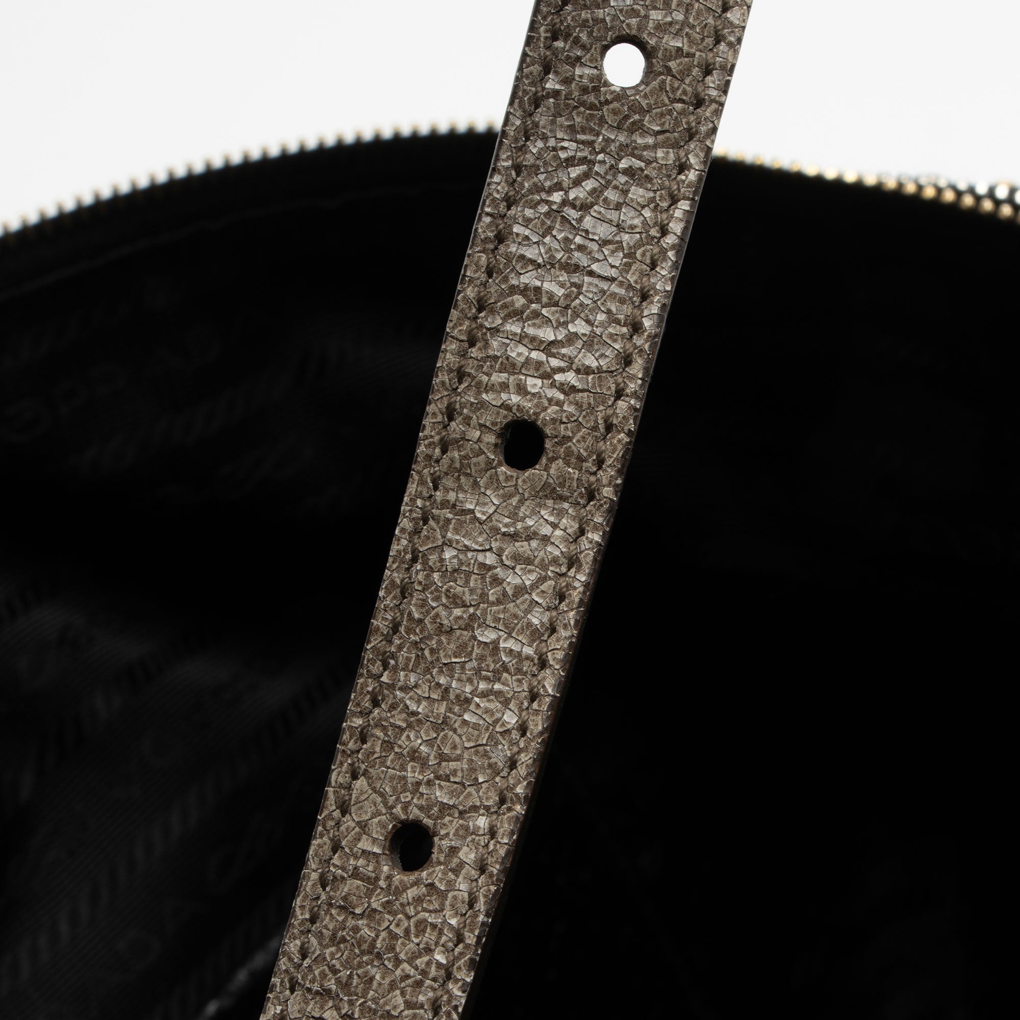 Prada Crackled Calfskin Studded Bauletto Satchel (SHF-hoMqXl)