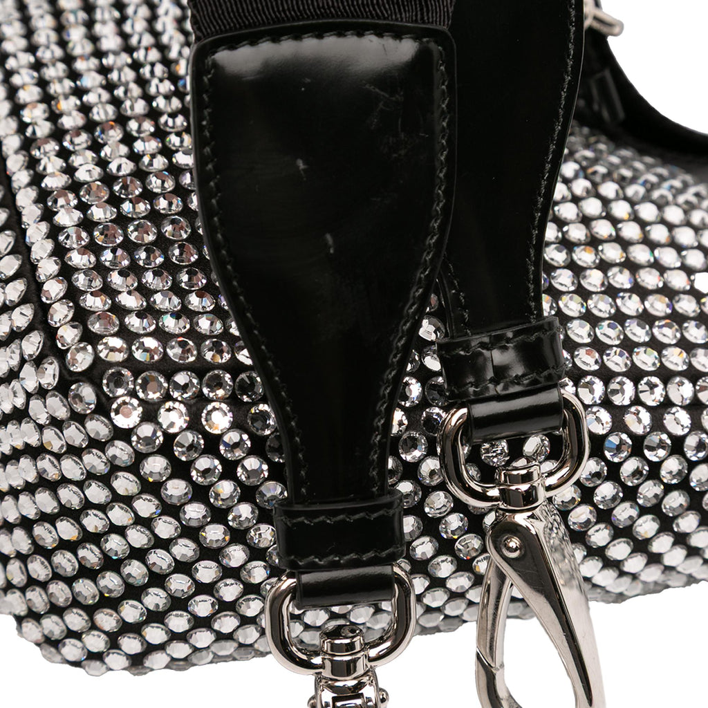 Prada Crystal Embellished Satin Triangle Pouch