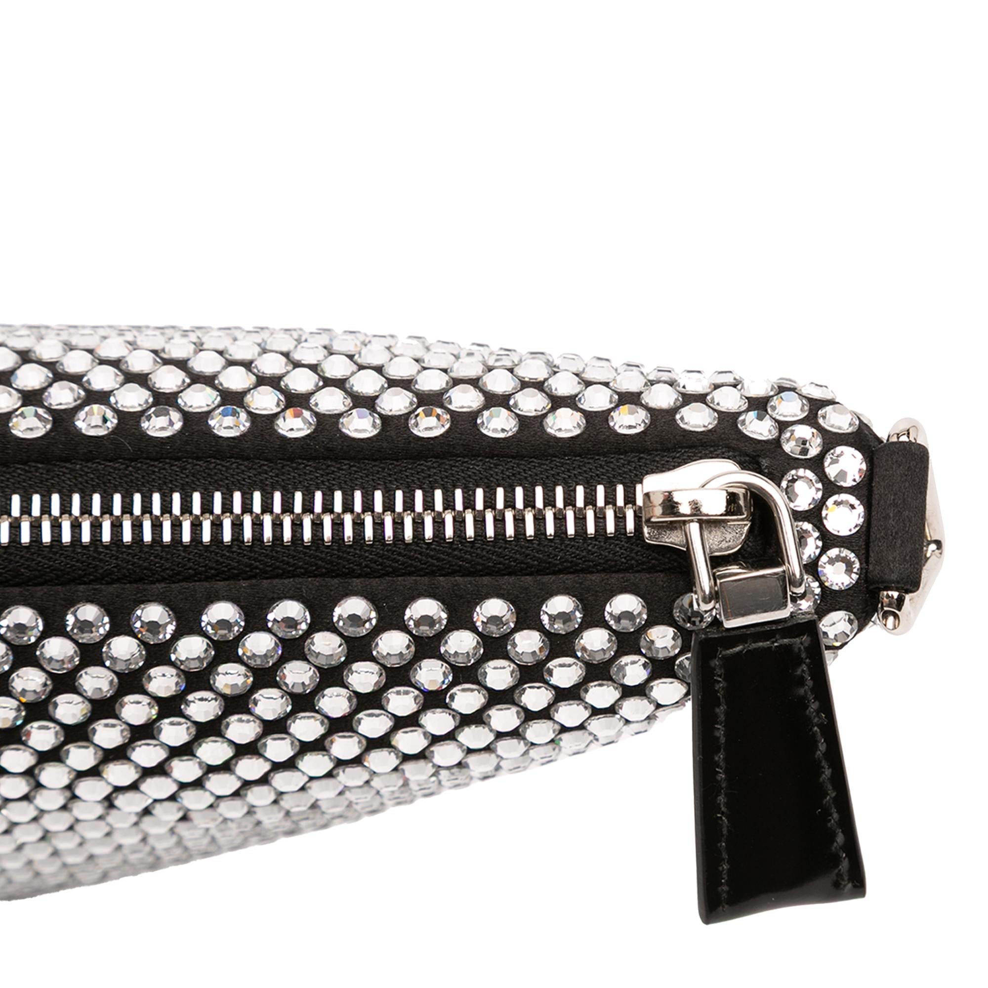 Prada Crystal Embellished Satin Triangle Pouch