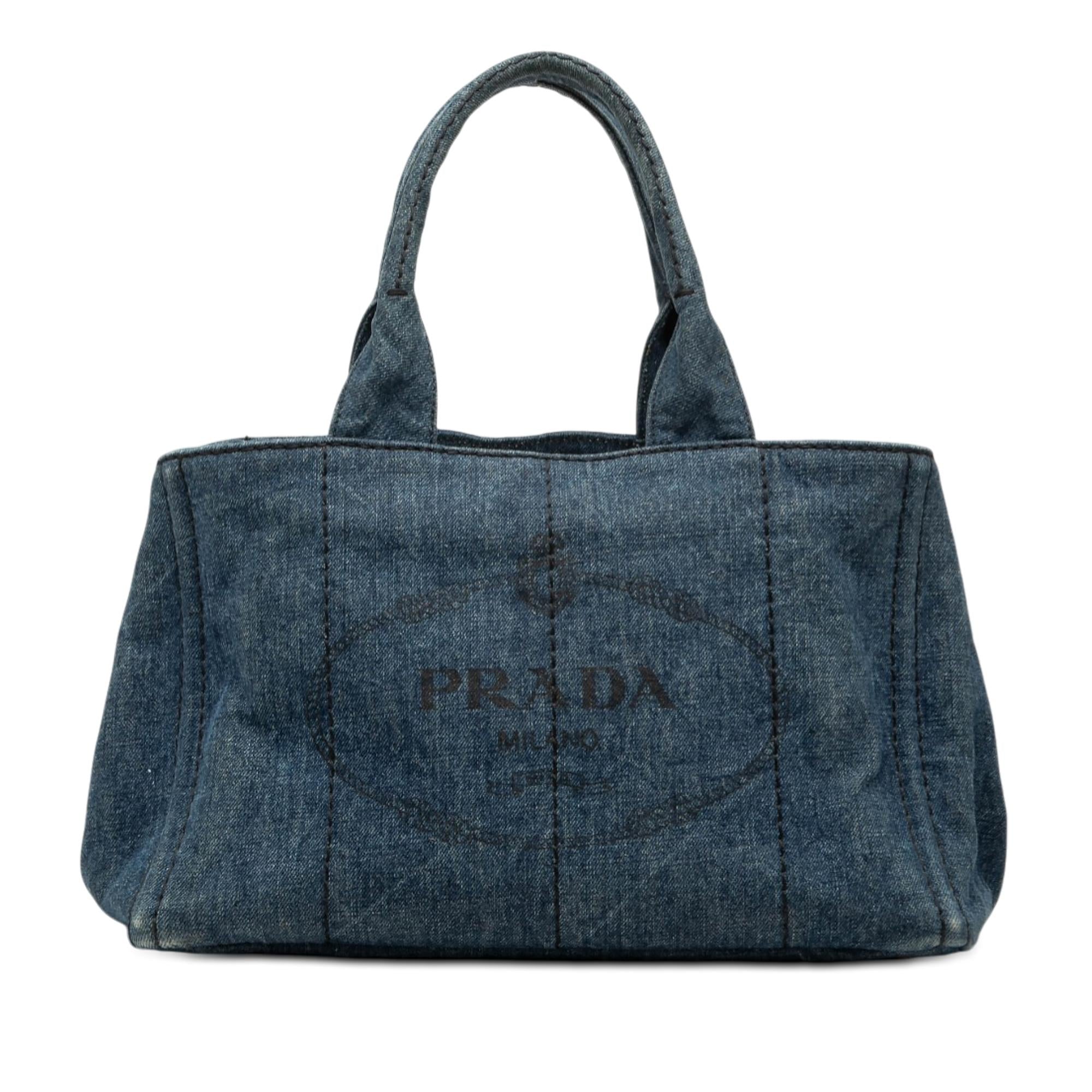 Prada Denim Canapa Logo Satchel