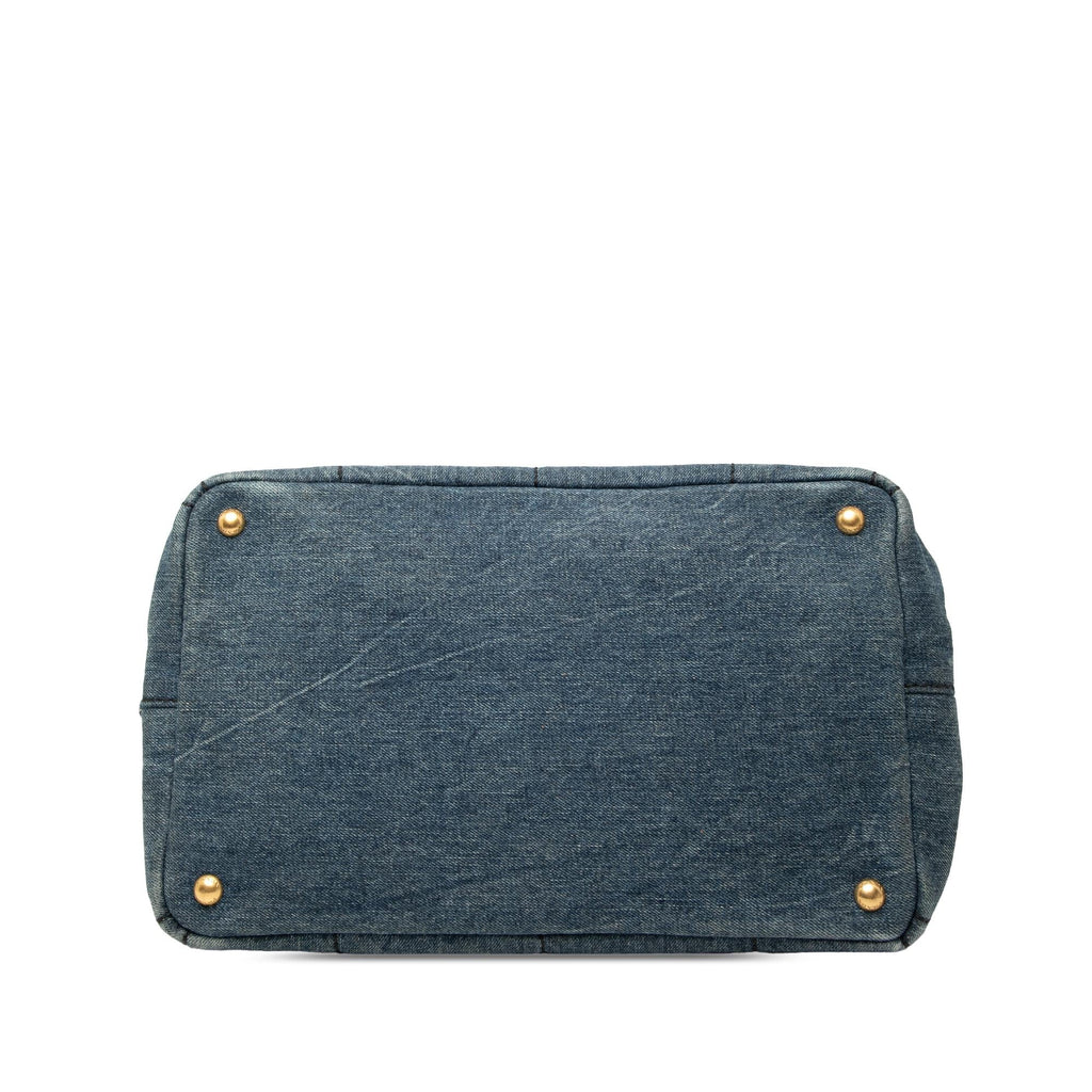 Prada Denim Canapa Logo Tote