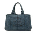 Prada Denim Canapa Logo Tote