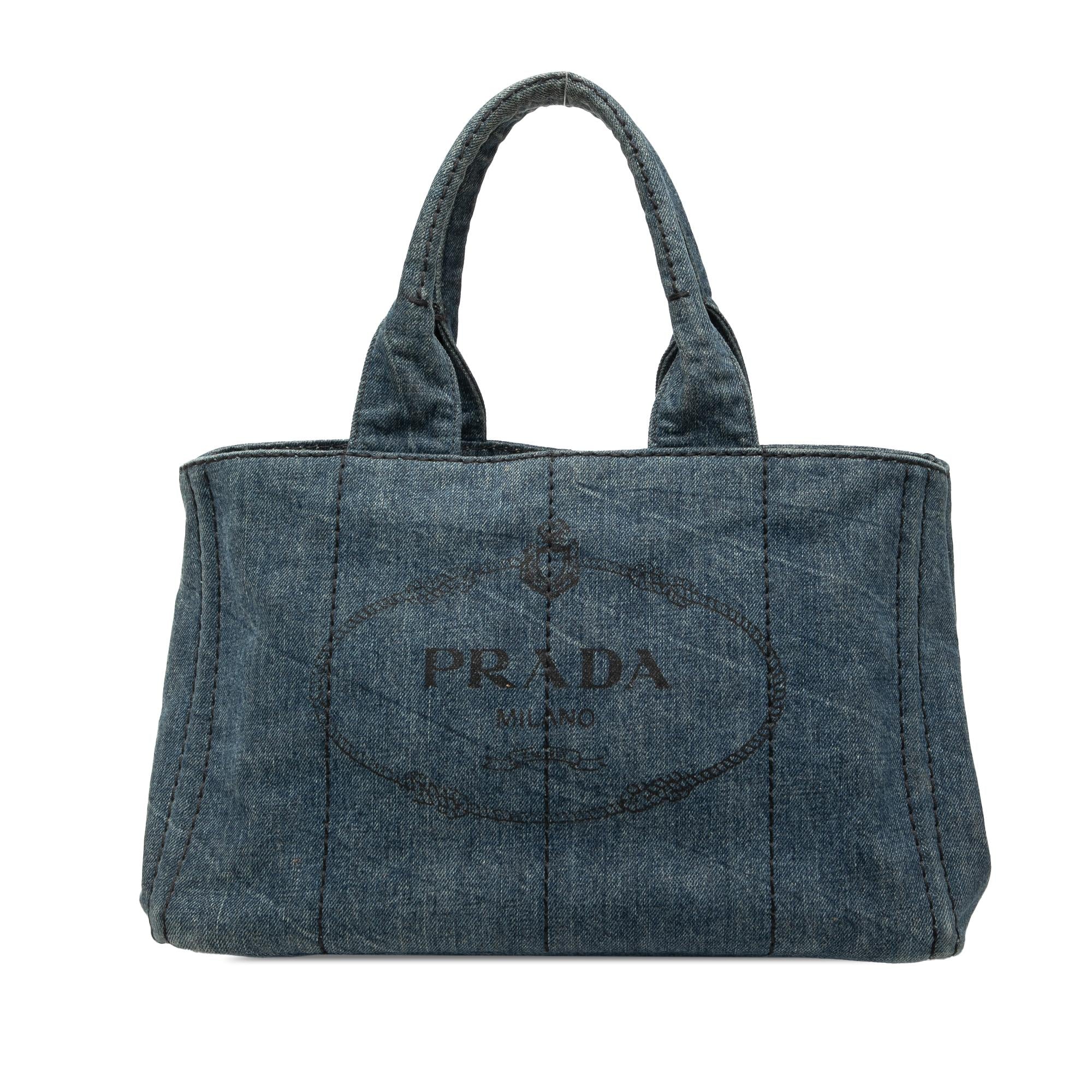 Prada Denim Canapa Logo Tote