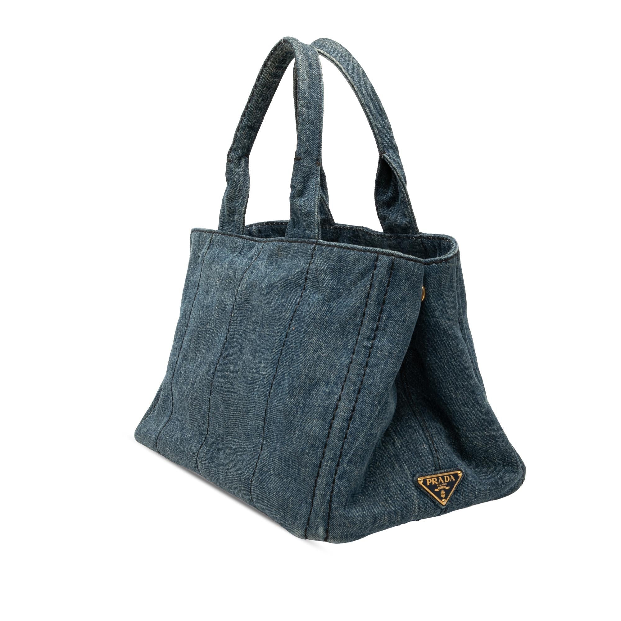 Prada Denim Canapa Logo Tote