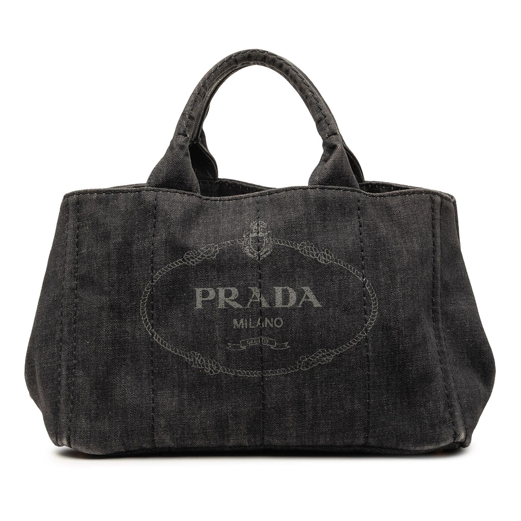 Prada Denim Canapa Logo Tote
