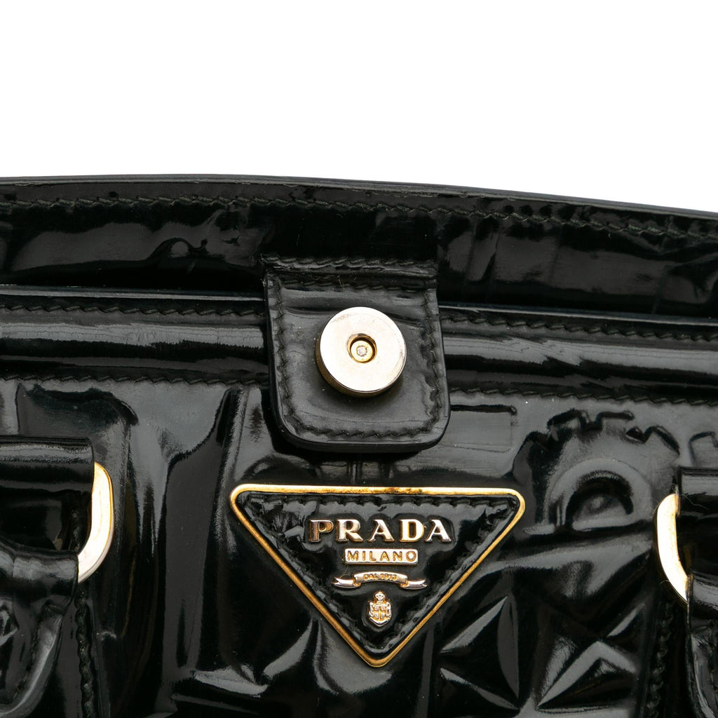 Prada Embossed Patent Satchel