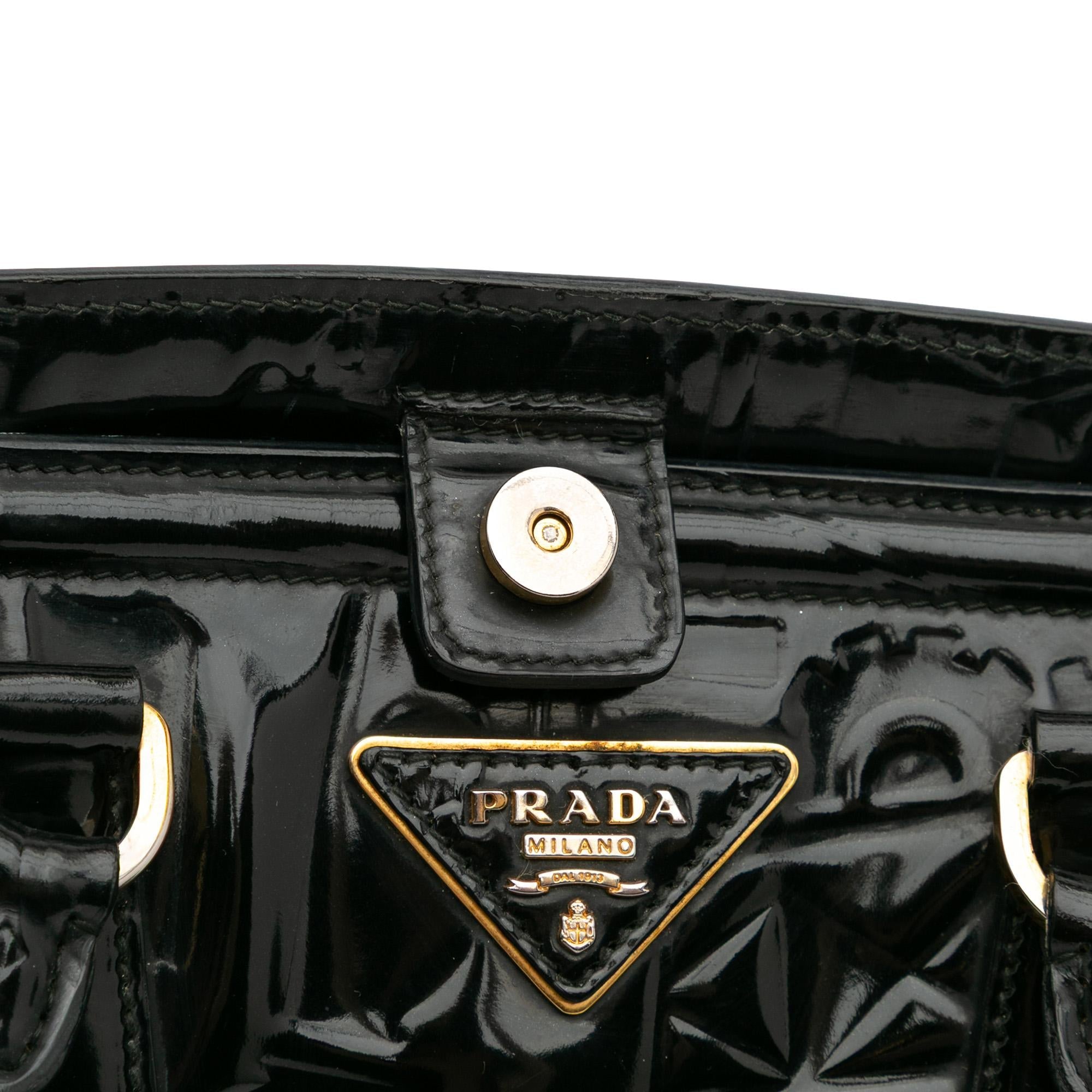 Prada Embossed Patent Satchel
