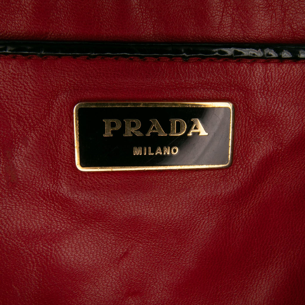 Prada Embossed Patent Satchel
