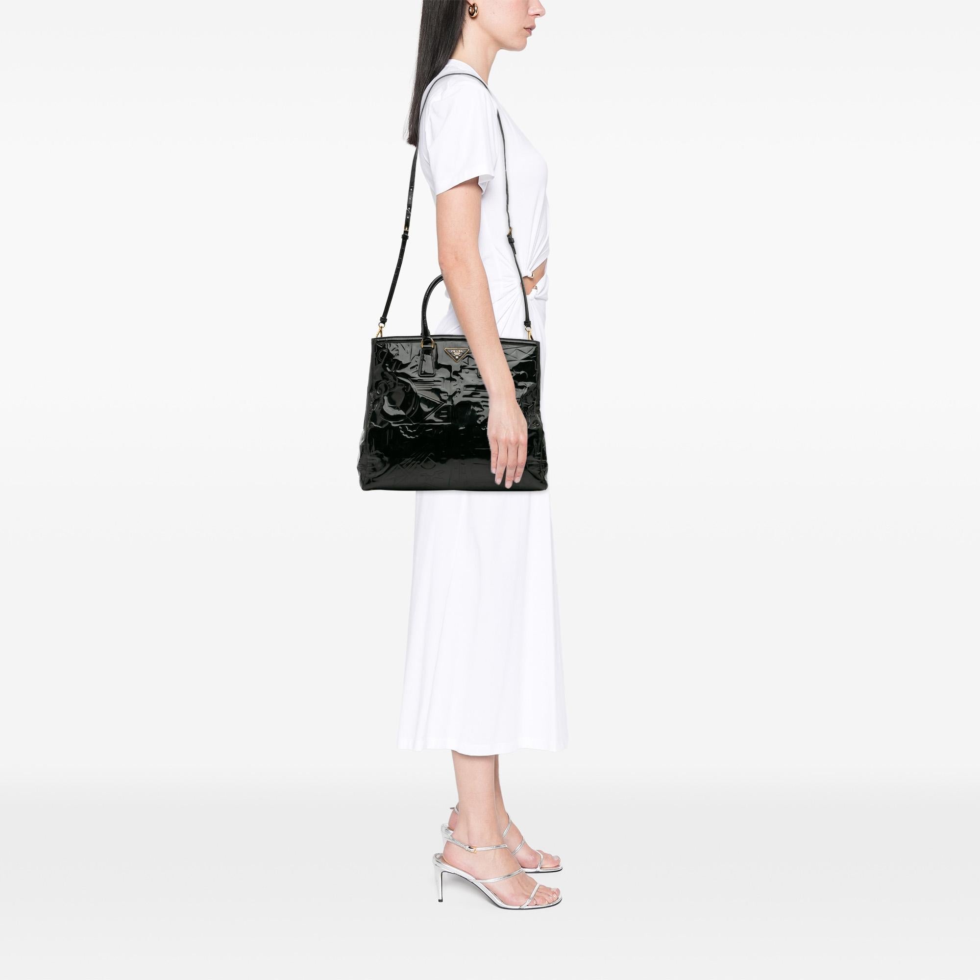 Prada Embossed Patent Satchel
