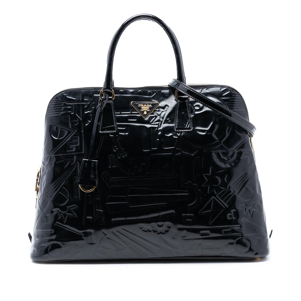 Prada Embossed Patent Top Handle Bag