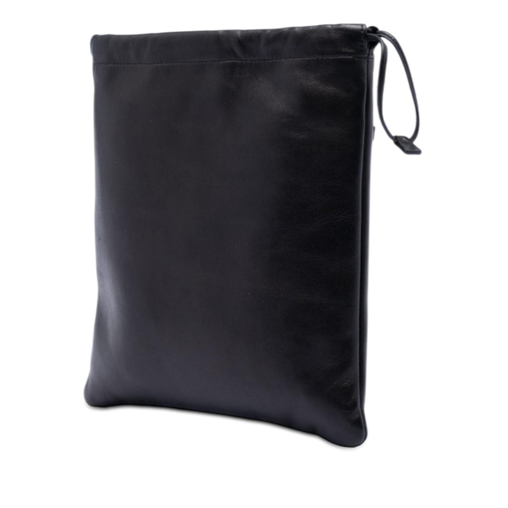 Prada Embroidered Leather Drawstring Pouch